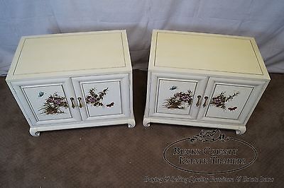 Quality Pair of Hand Painted Asian Style Nightstands