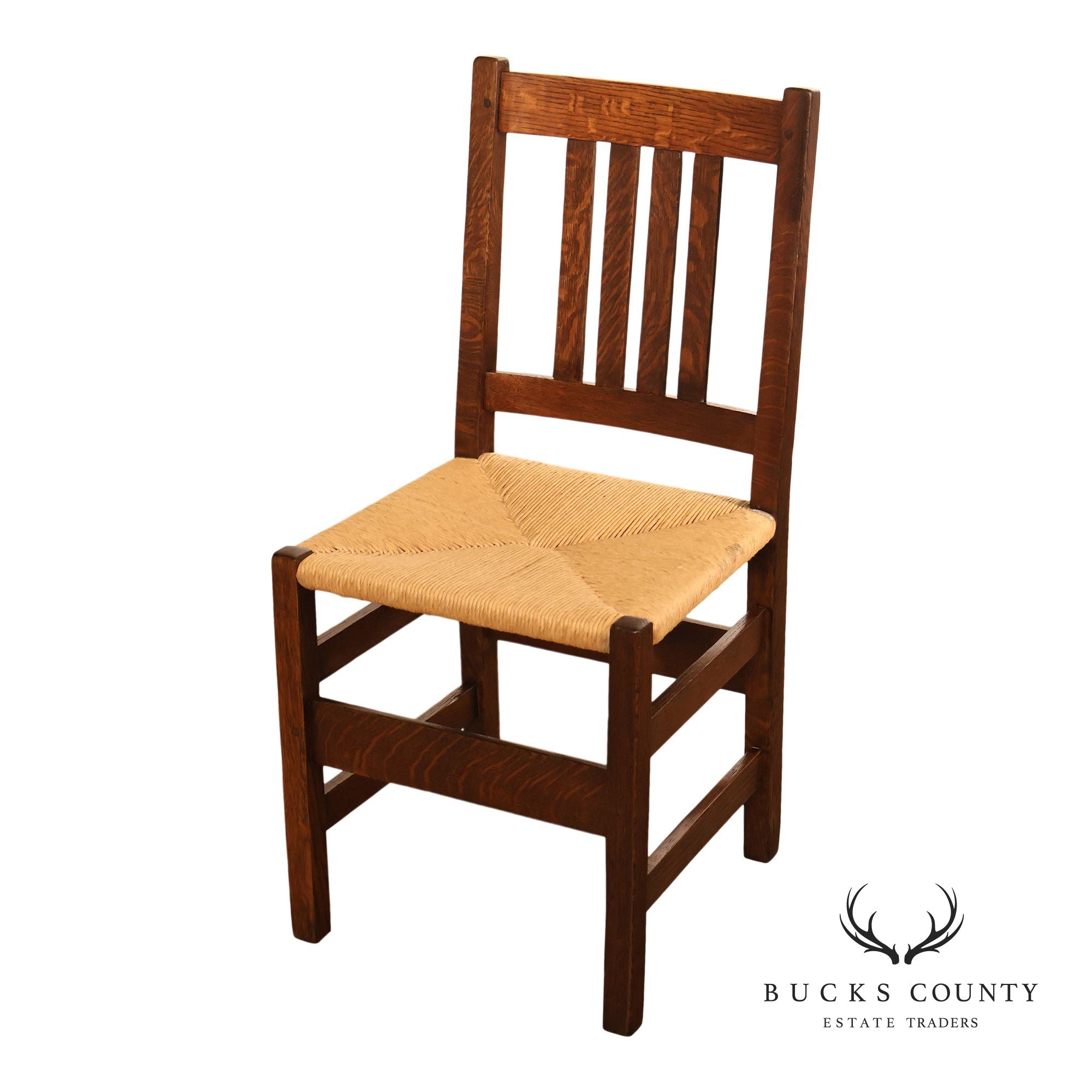 Antique L. & J.G. Stickley Arts And Crafts Oak Side Chair #370