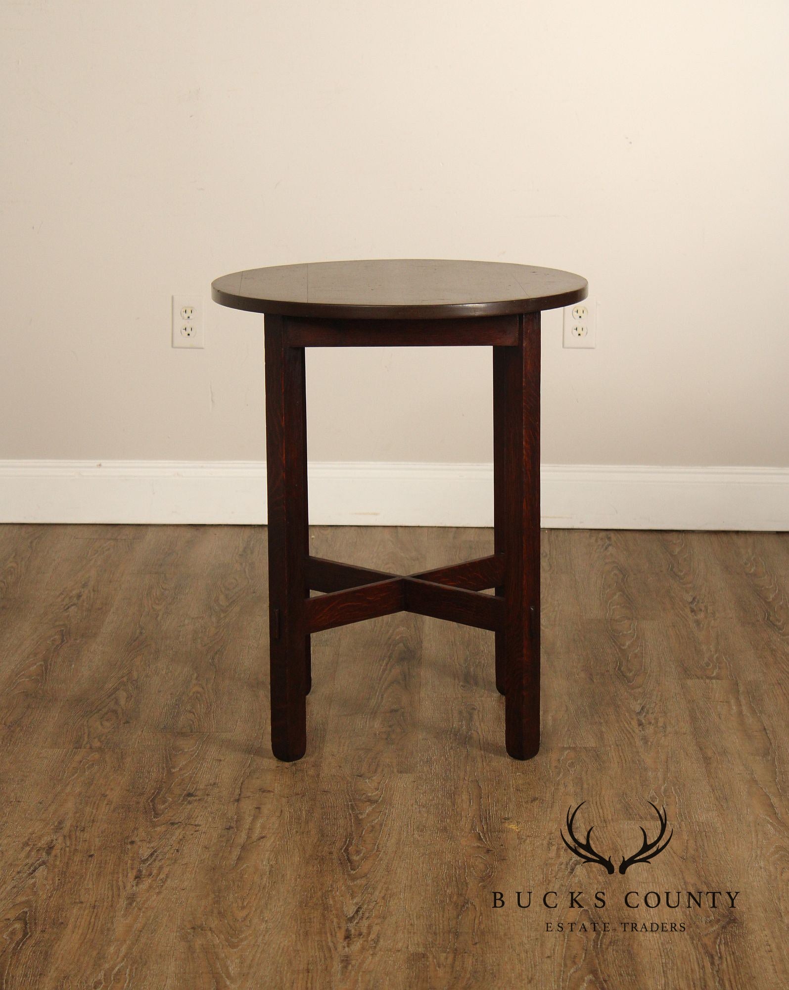 Antique Stickley Brothers Mission Oak 24 Inch Lamp Table