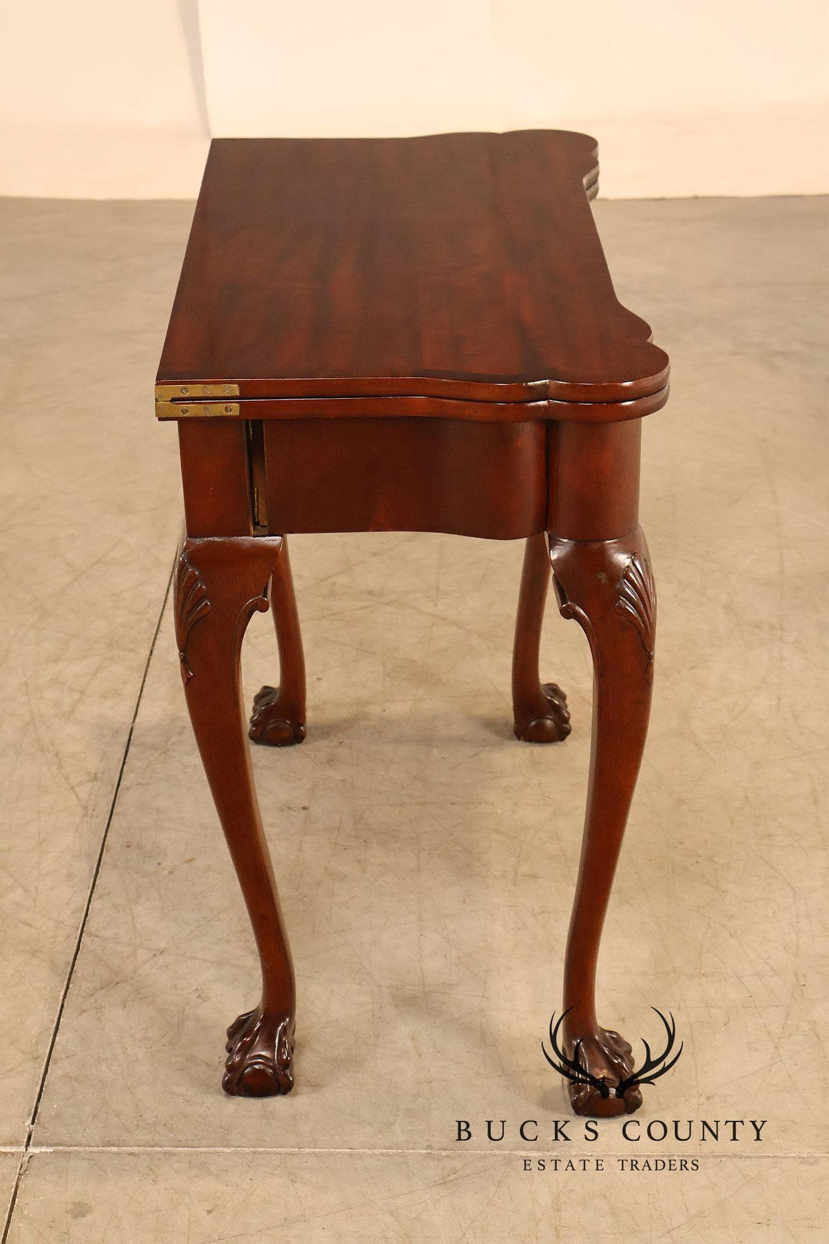 Chippendale Style Mahogany Pair Of Flip-Top Ball And Claw Game Tables