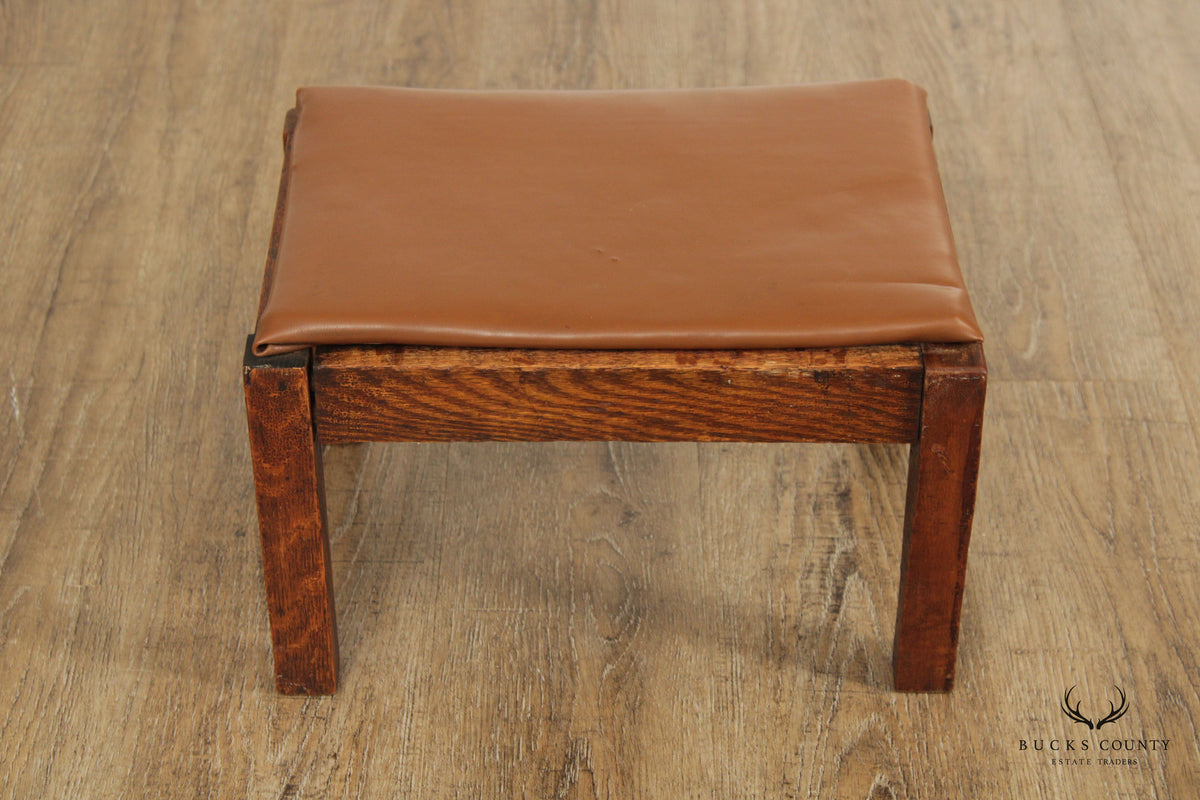 Mission Oak and Leather Foot Stool