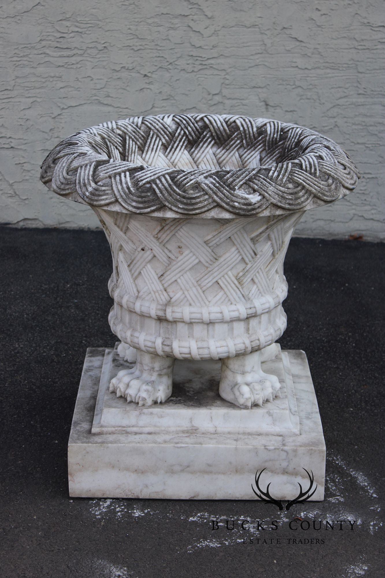 Georgian Style Large Vintage Carved Marble Garden Urn
