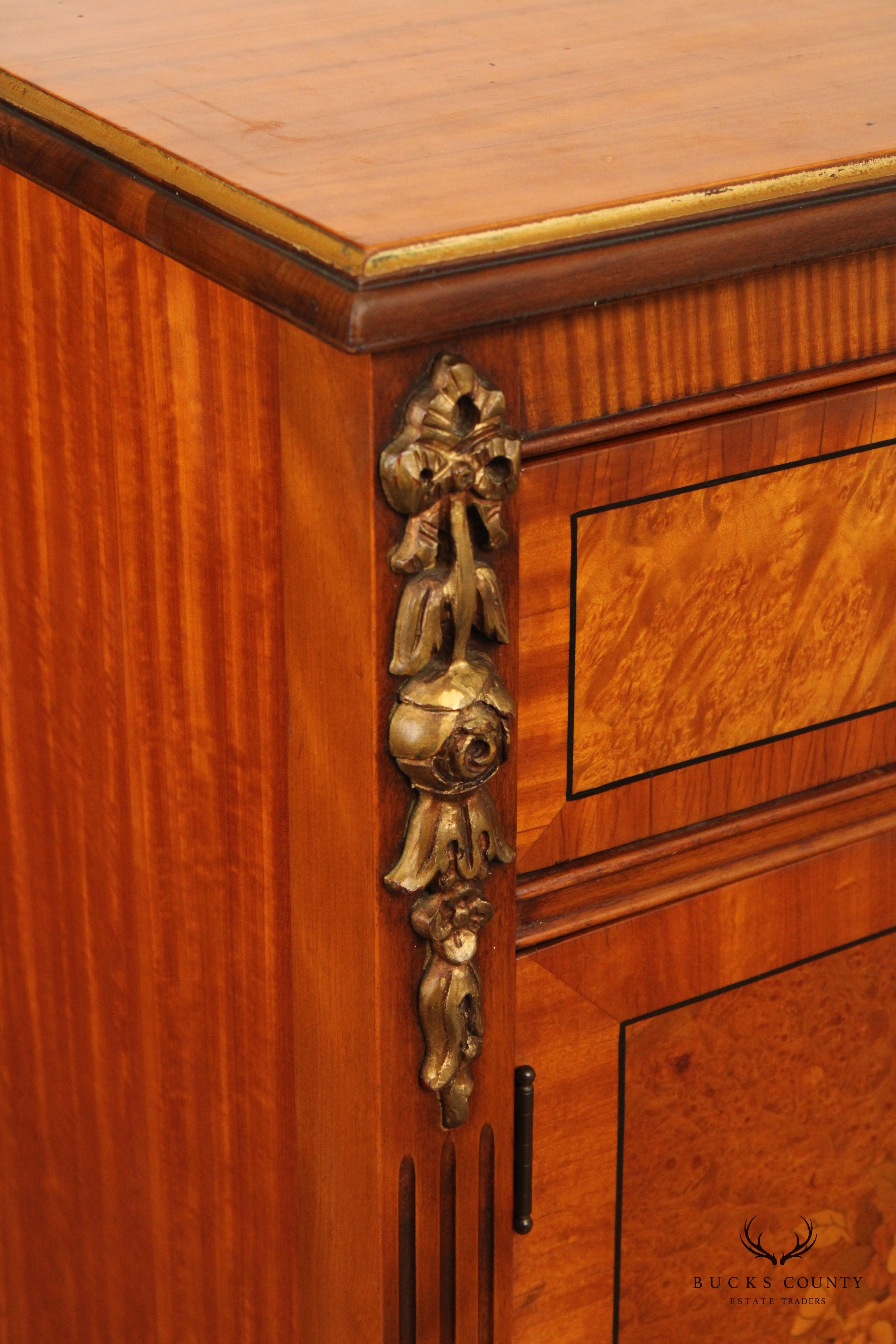 1930's French Napoleon III Style Marquetry Inlaid Dresser By John Stuart