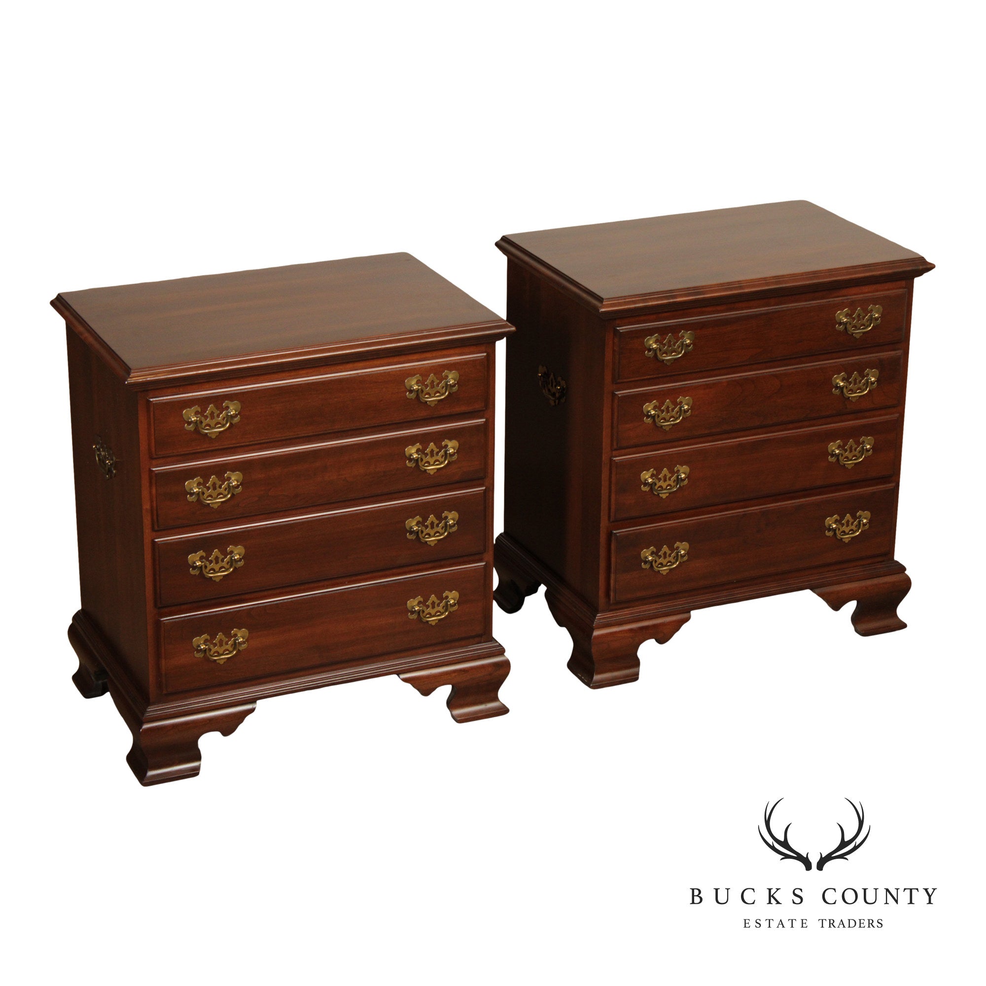 Ethan Allen 'Georgian Court' Pair of Cherry Nightstand Chests