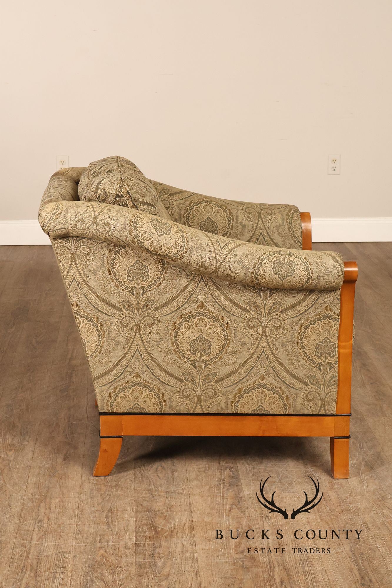 Sherrill Biedermeier Style Upholstered Armchair With Exposed Wood Frame