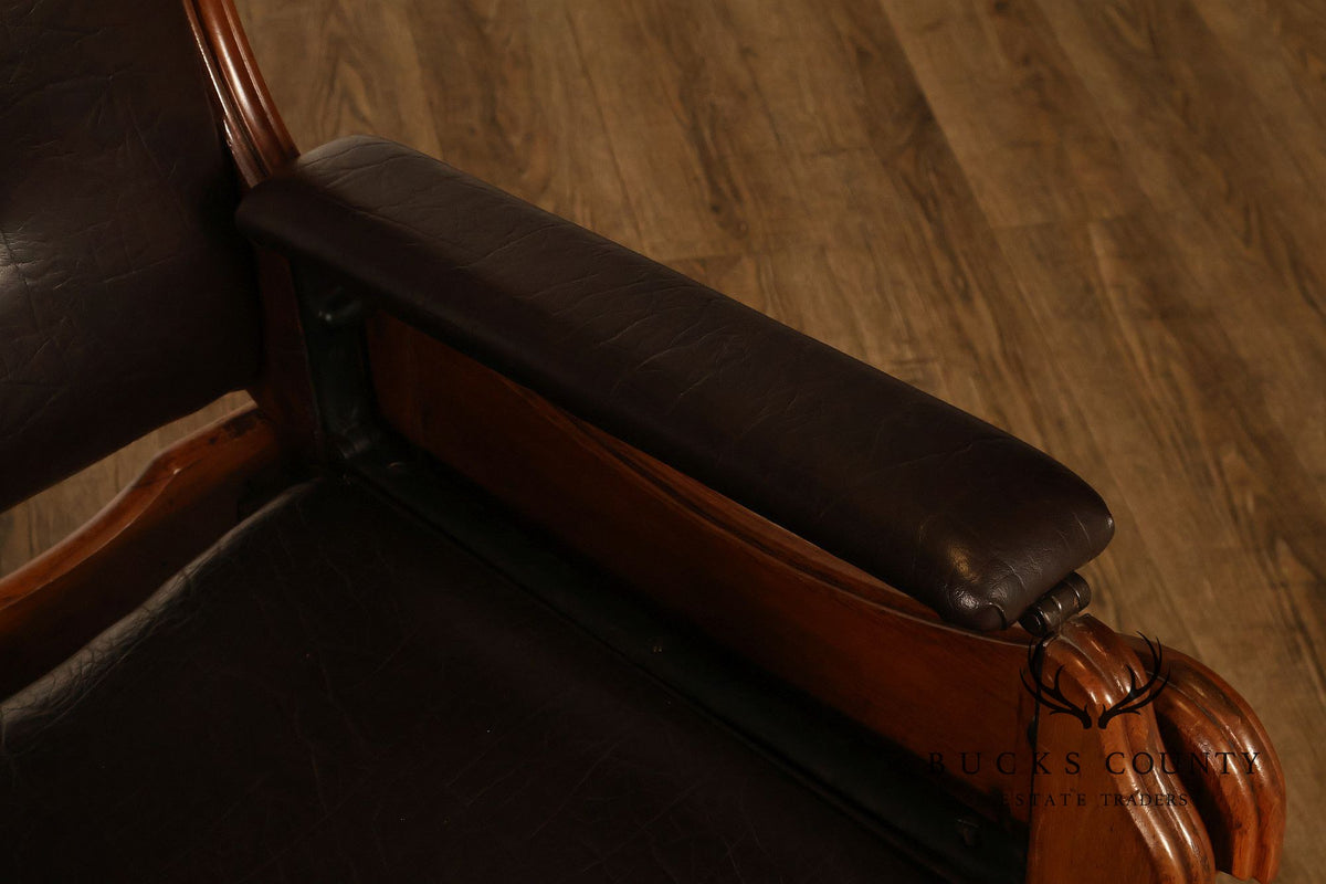 Antique Victorian Carved Walnut Reclining Armchair