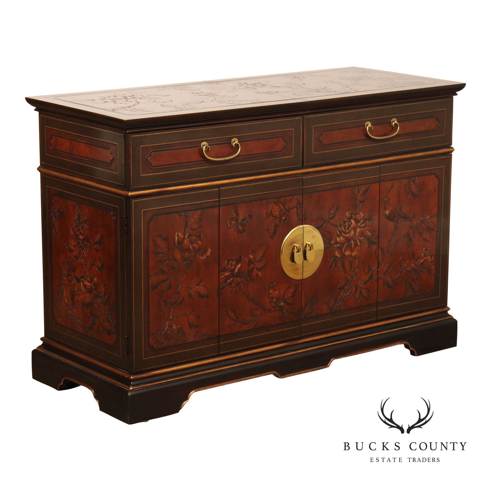 Drexel Heritage Chinoiserie Style Sliding Top Server