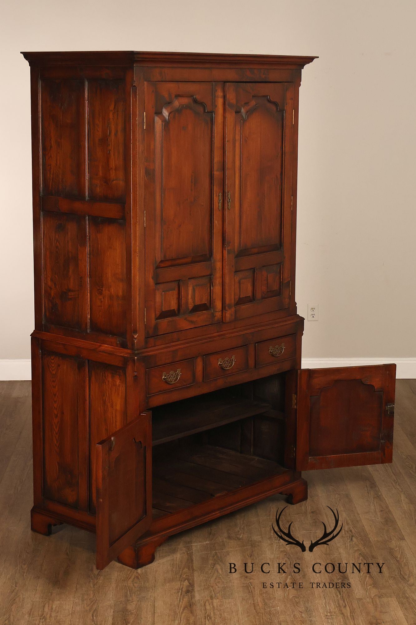 English Reproduction Georgian Style Linen Press Cabinet