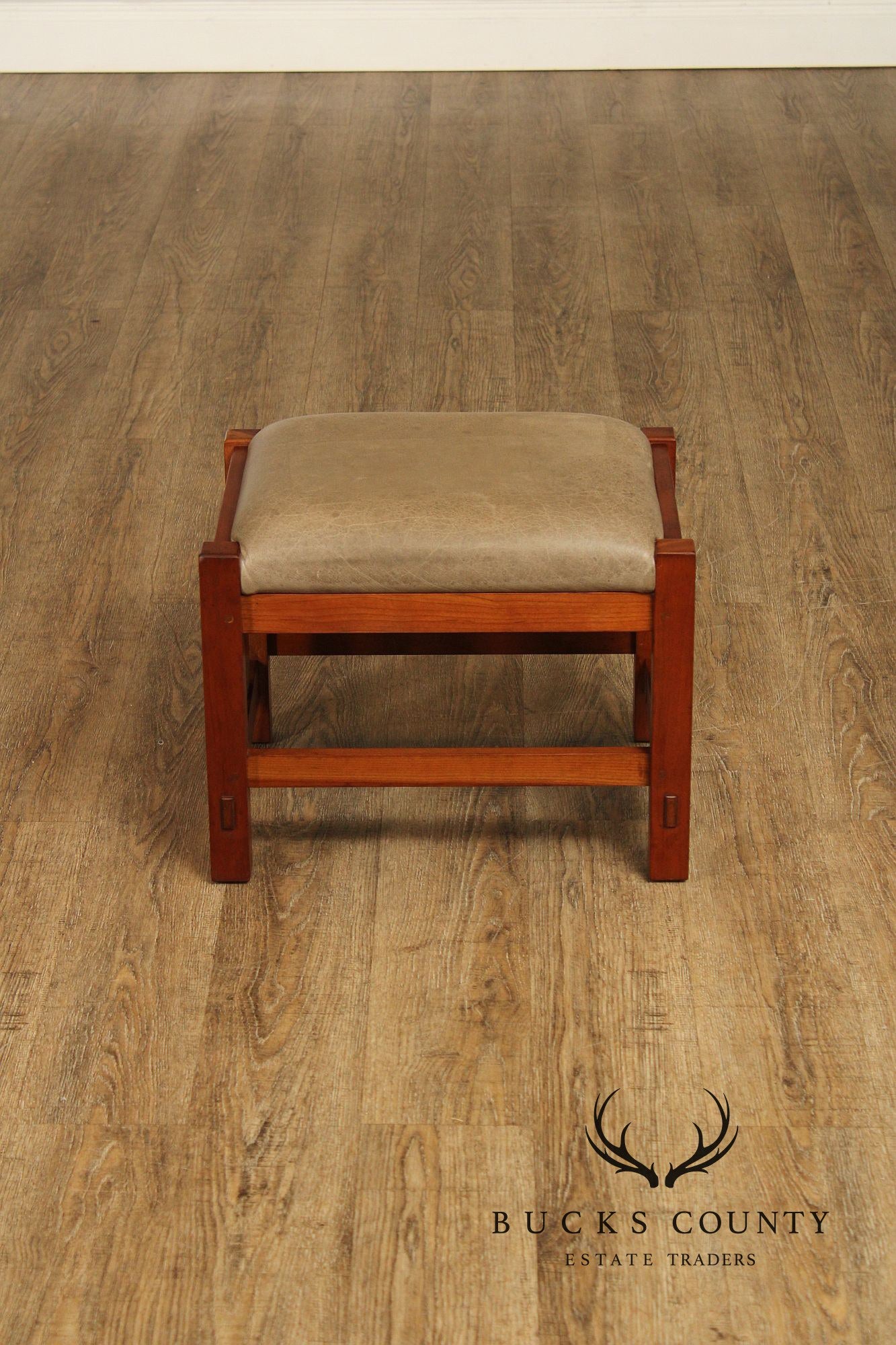 Stickley Mission Collection Cherry and Leather Footstool