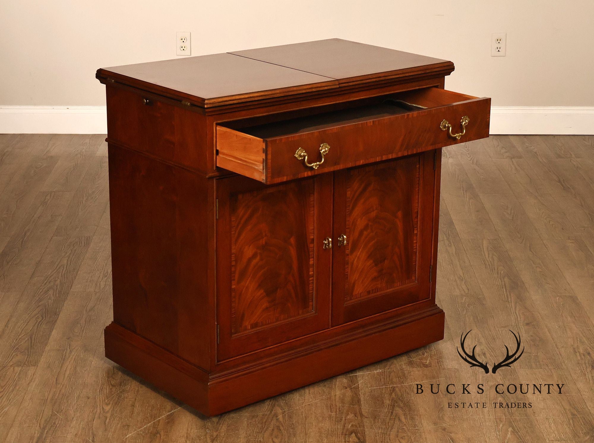 Stickley Traditional Mahogany Flip-Top Server Cabinet