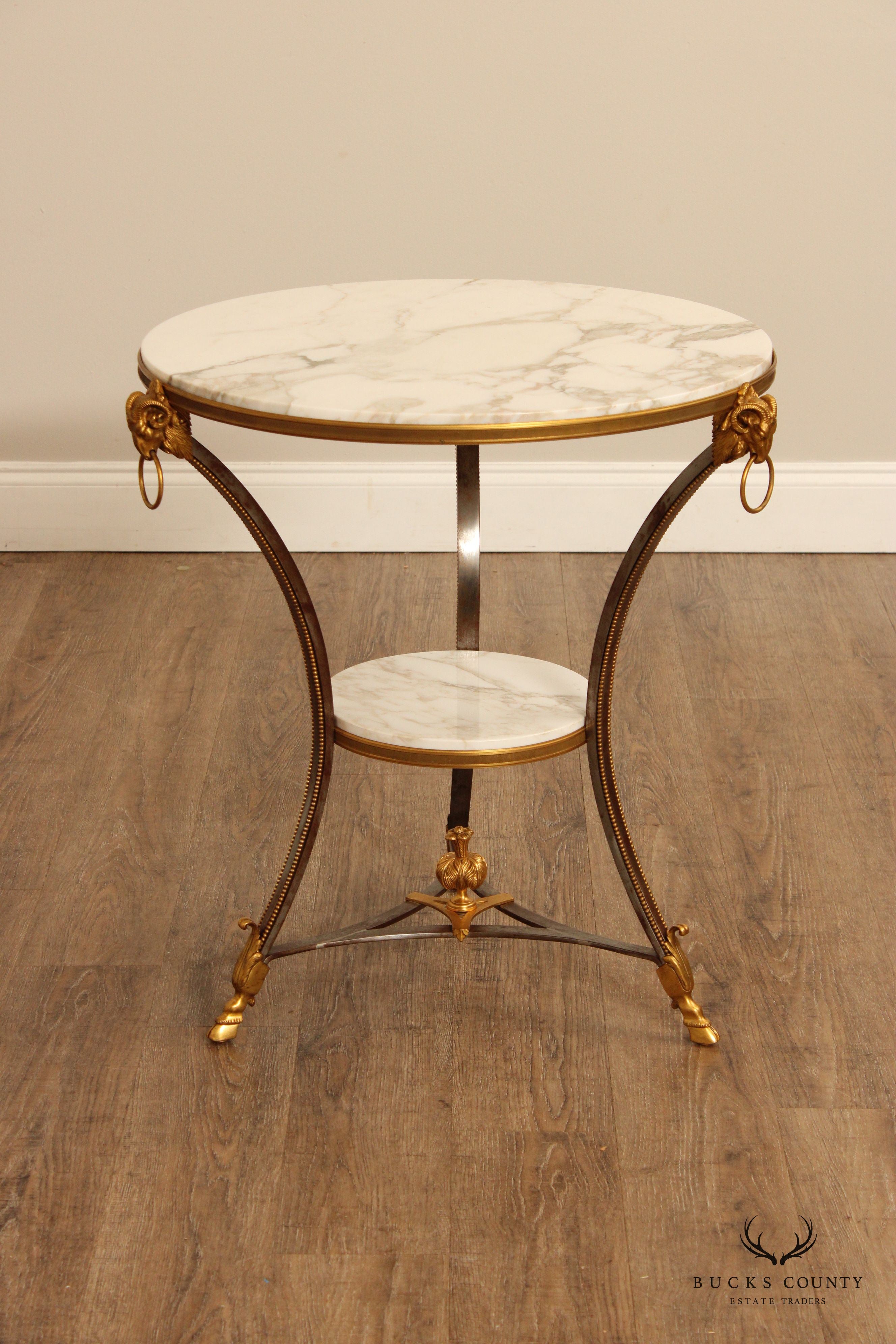 French Louis XVI Style Fine Quality Gilt Bronze Marble Top Gueridon Side Table