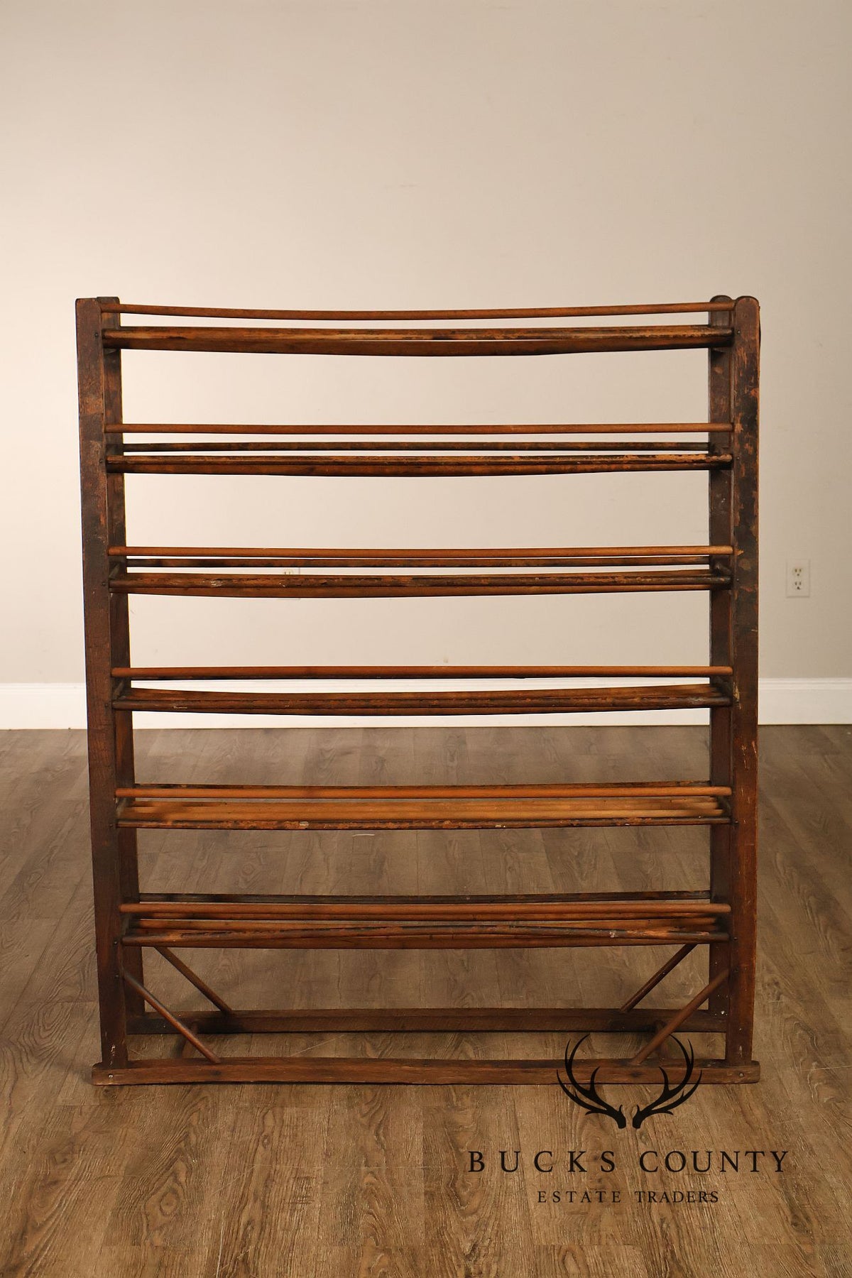 Antique Six-Tier Wooden Shoe Drying Rack