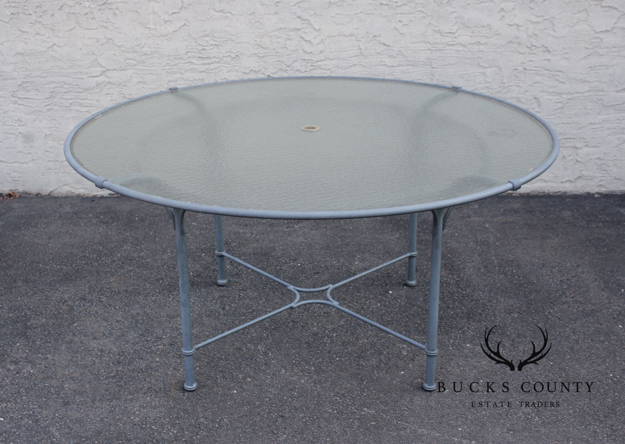 Brown Jordan Large Round Glass Top Patio Dining Table