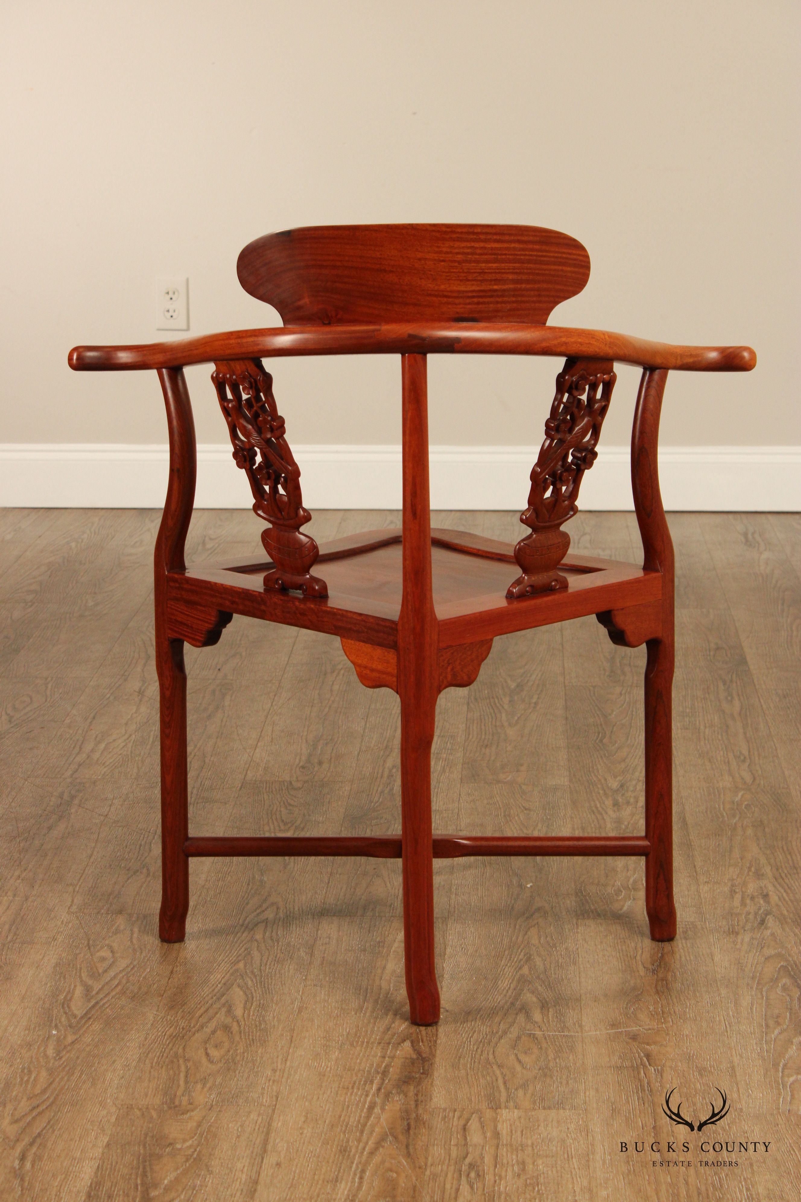 Chinese Rosewood Carved Corner Chair