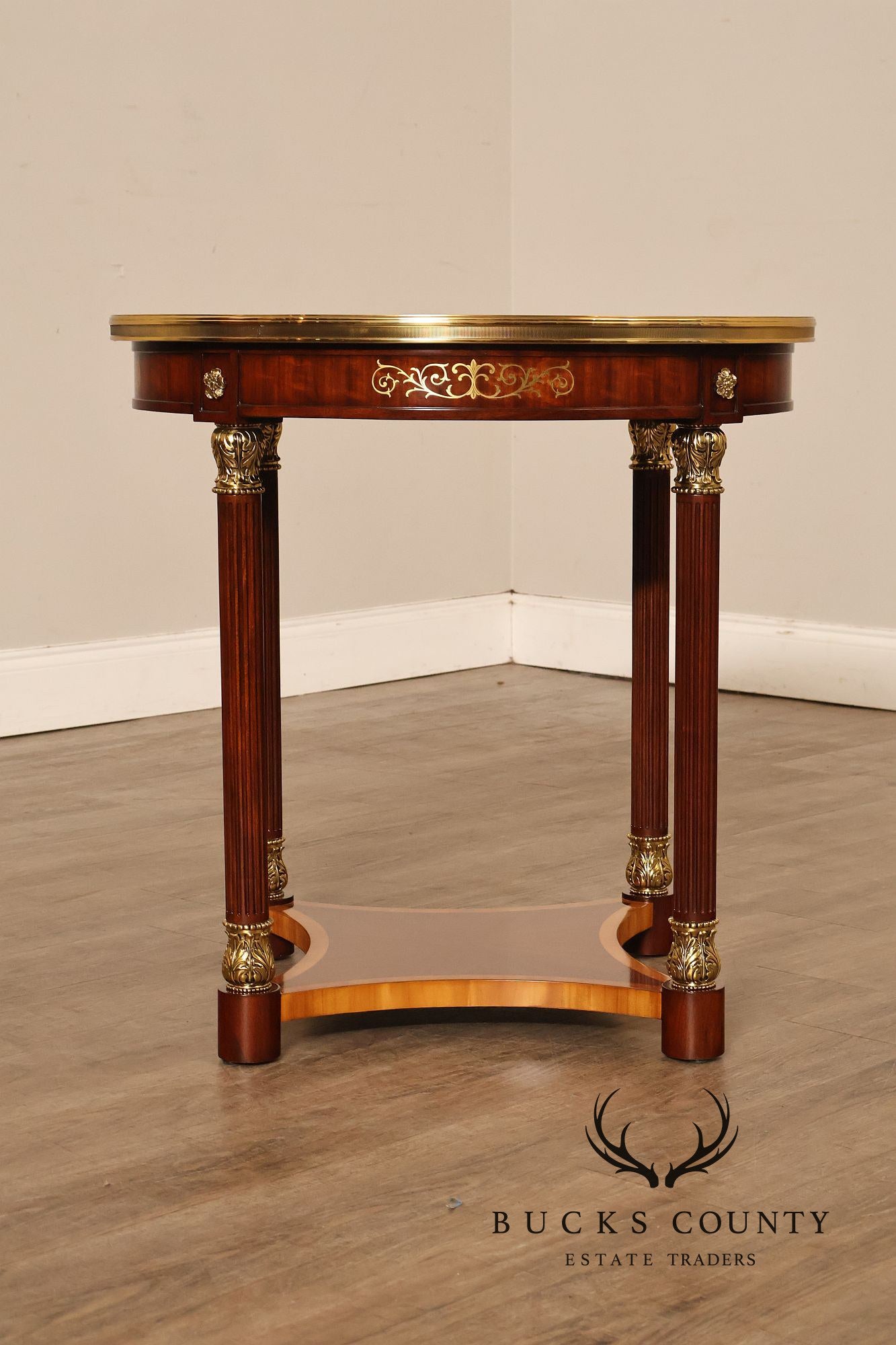 Theodore Alexander Pair of 'Paulette' Mahogany Side Tables