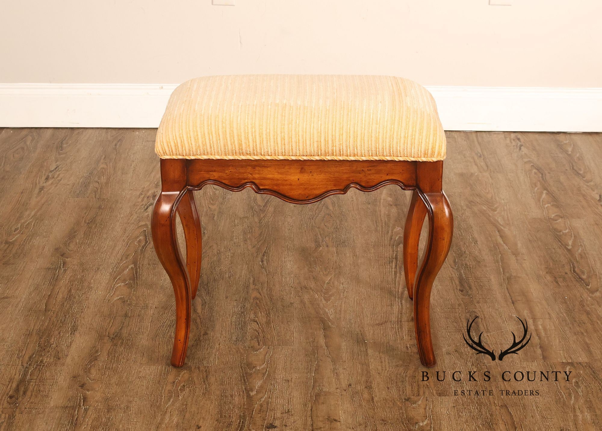 French Louis XV Style Carved Wood Vanity Stool