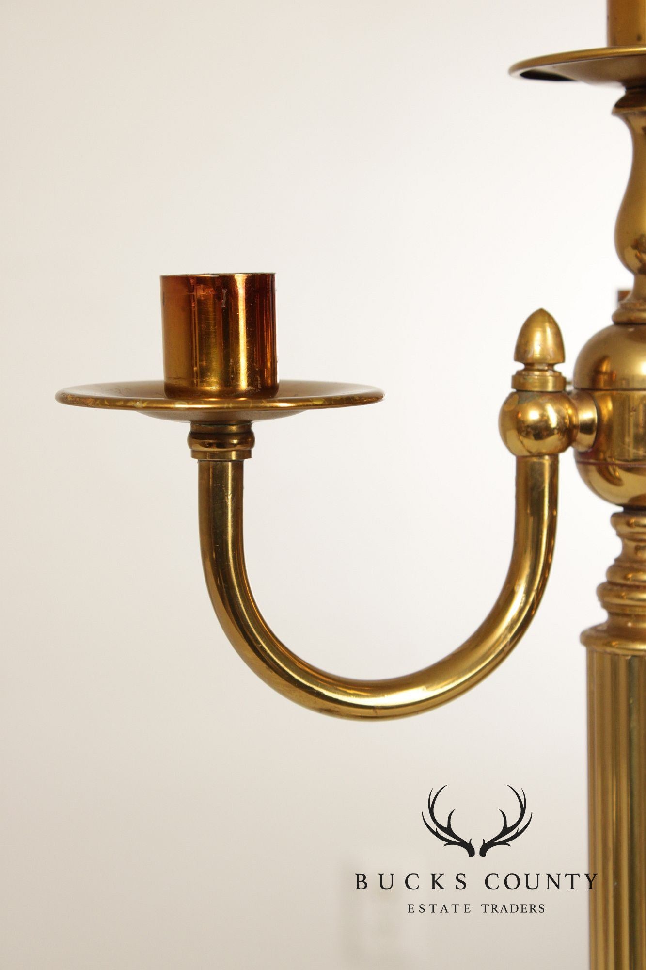 Classical Style Vintage Pair of Brass and Marble Candelabra