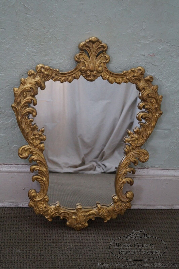 Vintage Gilt Wood Rococo Style Hanging Wall Mirror