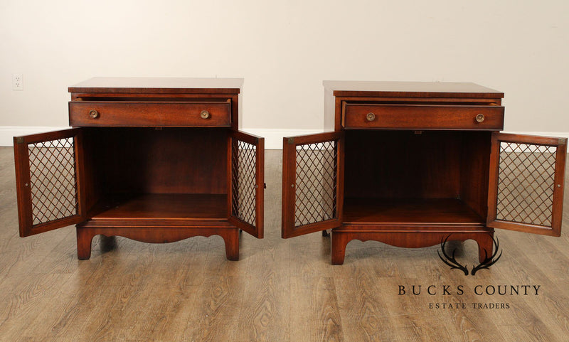 Kindel Furniture Regency Style Pair of Mahogany Cabinet Nightstands