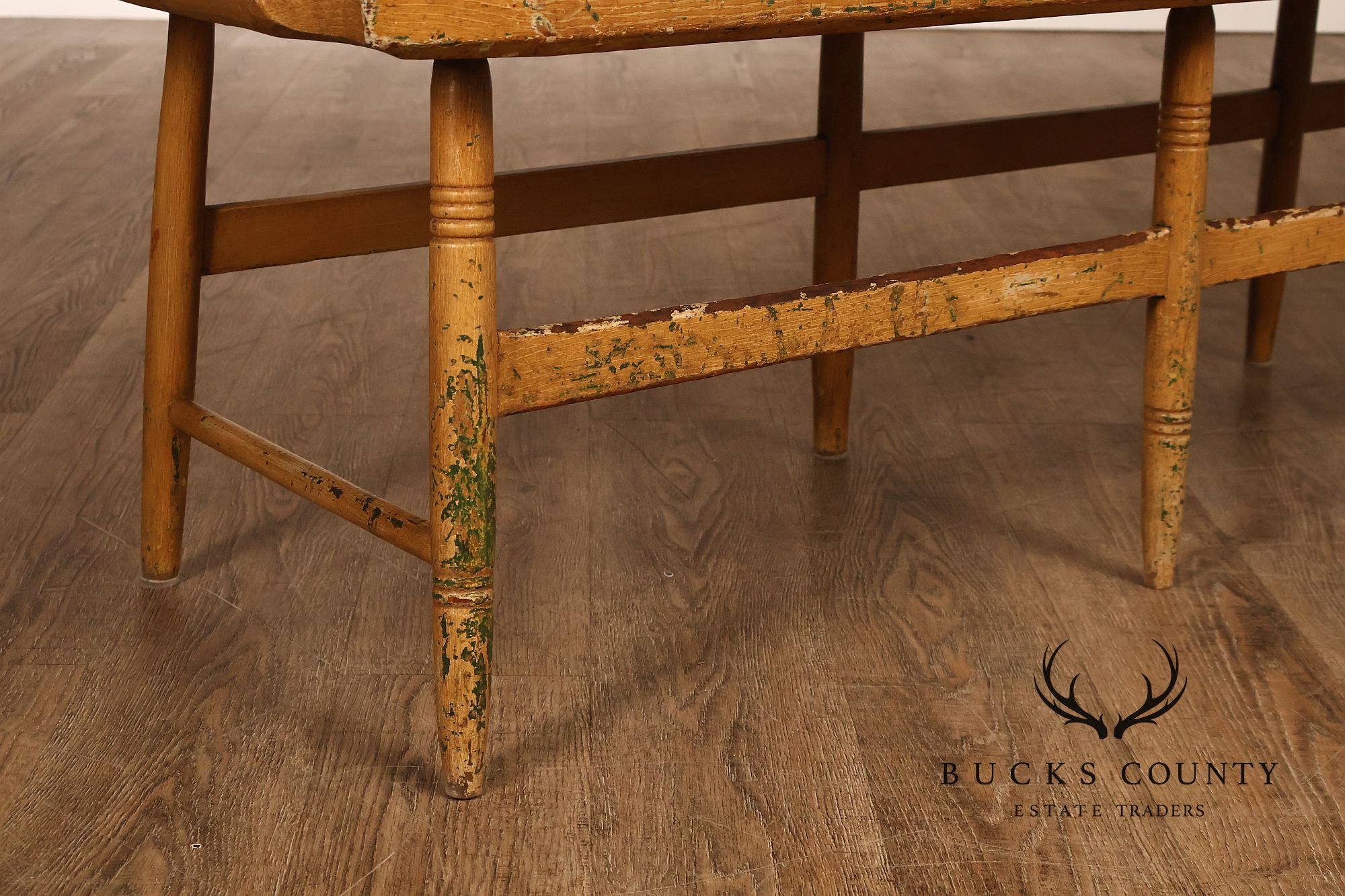 Antique Grain Painted American Deacons Bench
