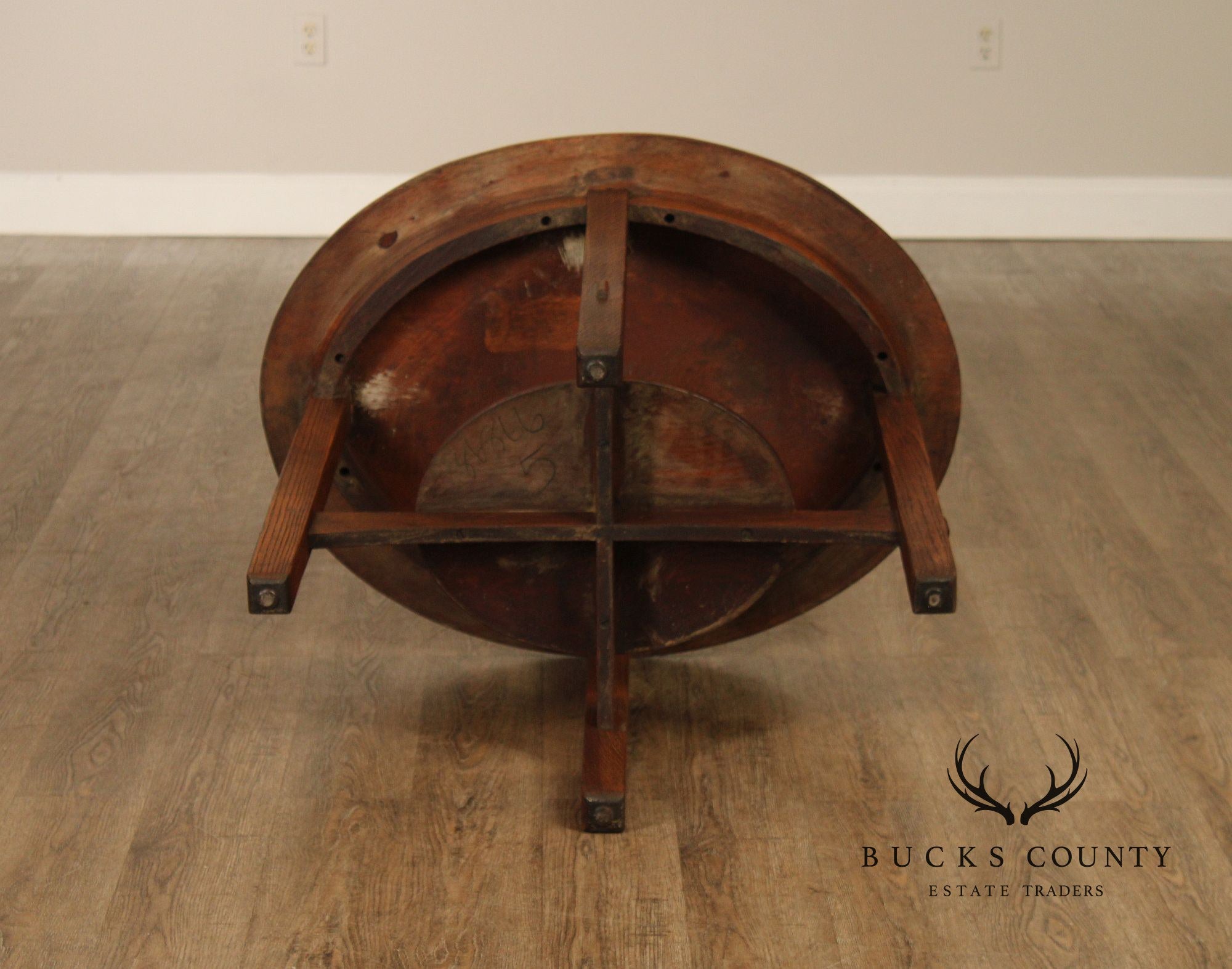 Antique Stickley Brothers Mission Oak Oval Lamp Table