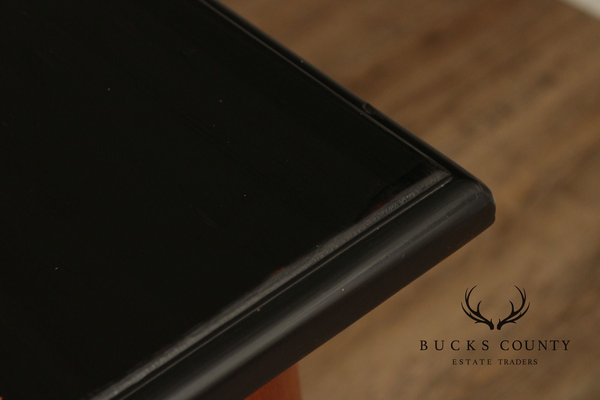 Rustic Farmhouse Style Solid Wood Dining Table With Black Painted Top