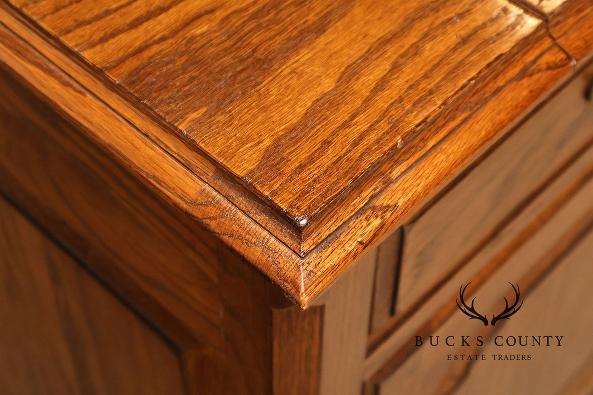 Ethan Allen Rustic Style Oak Flip Top Server