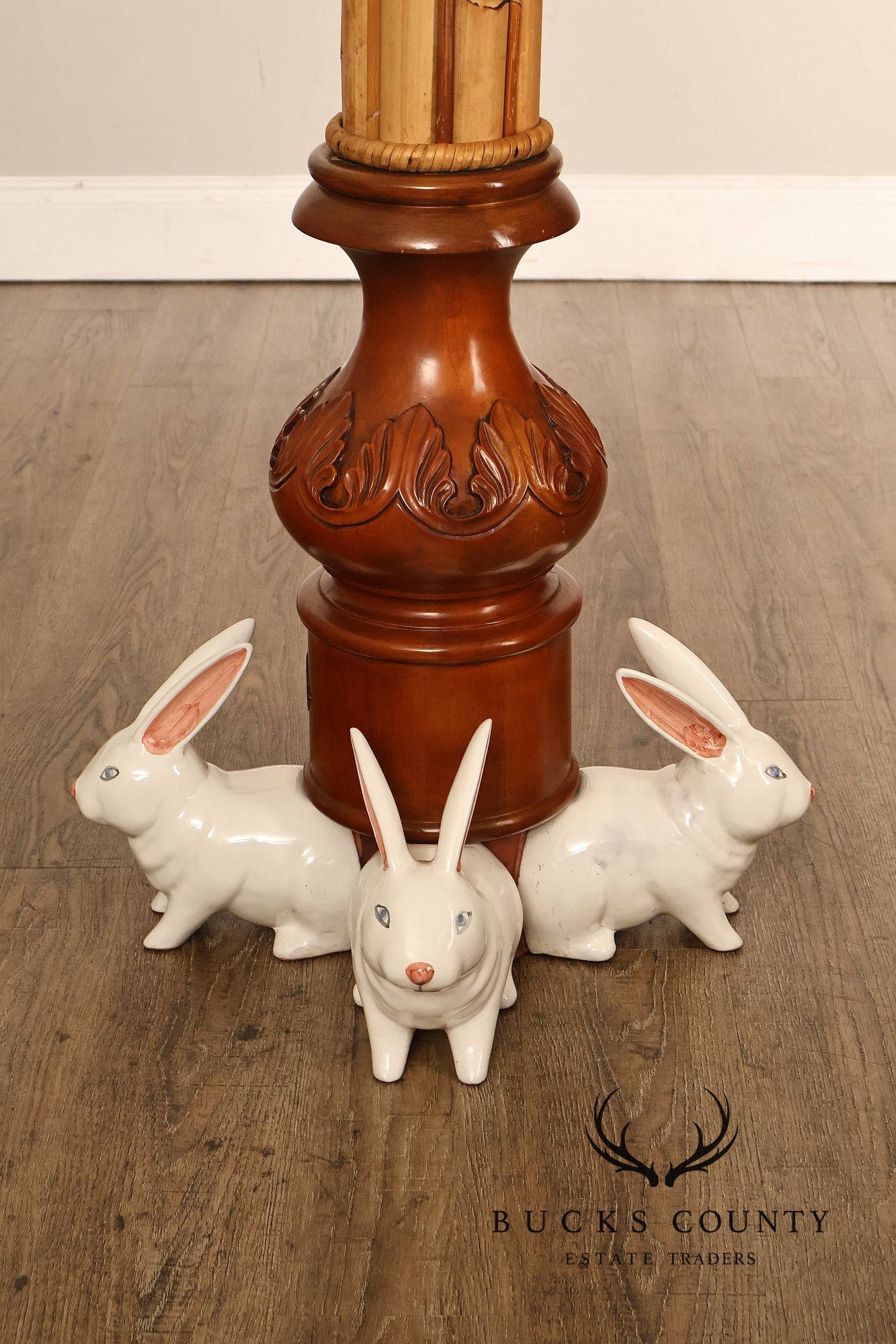 MacKenzie-Childs Rabbit Floor Lamp With Bamboo Column And Beaded Shade