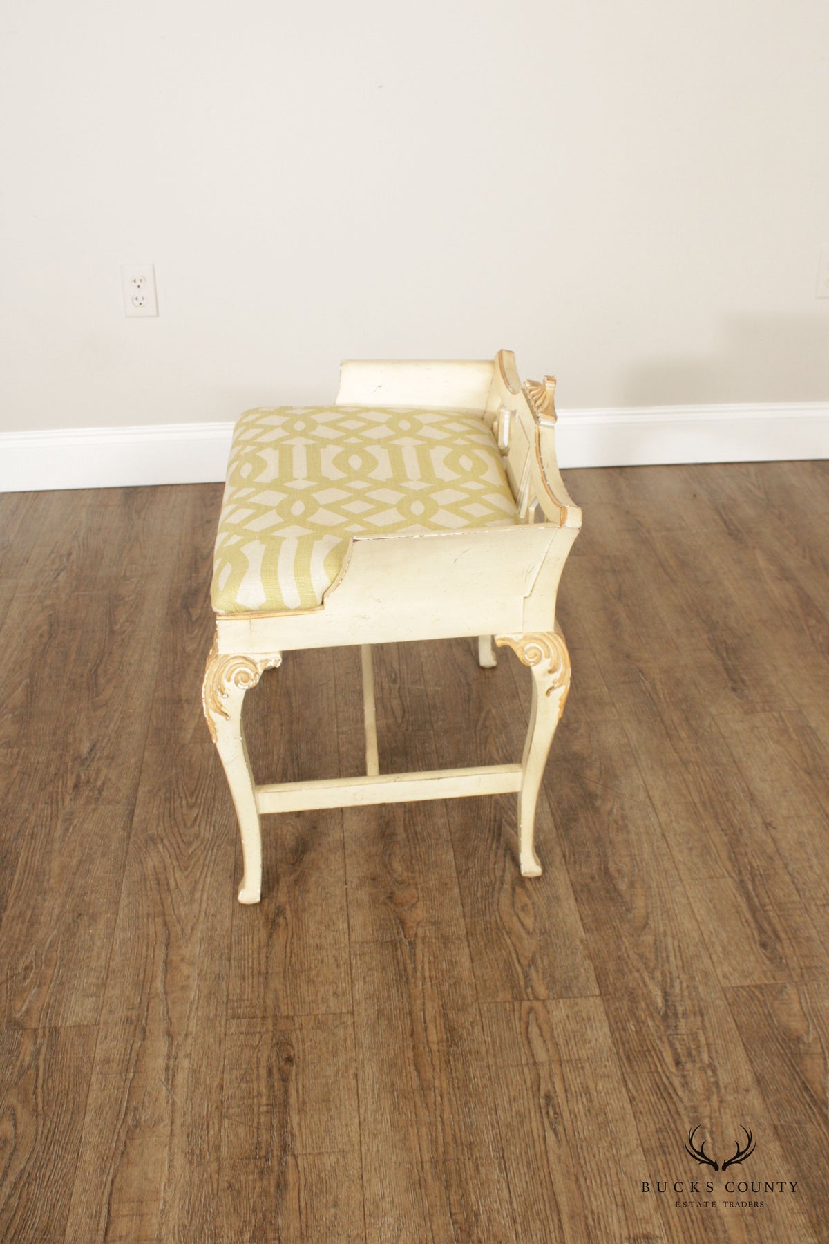 Italian Florentine Style Painted and Partial Gilt Vanity Seat