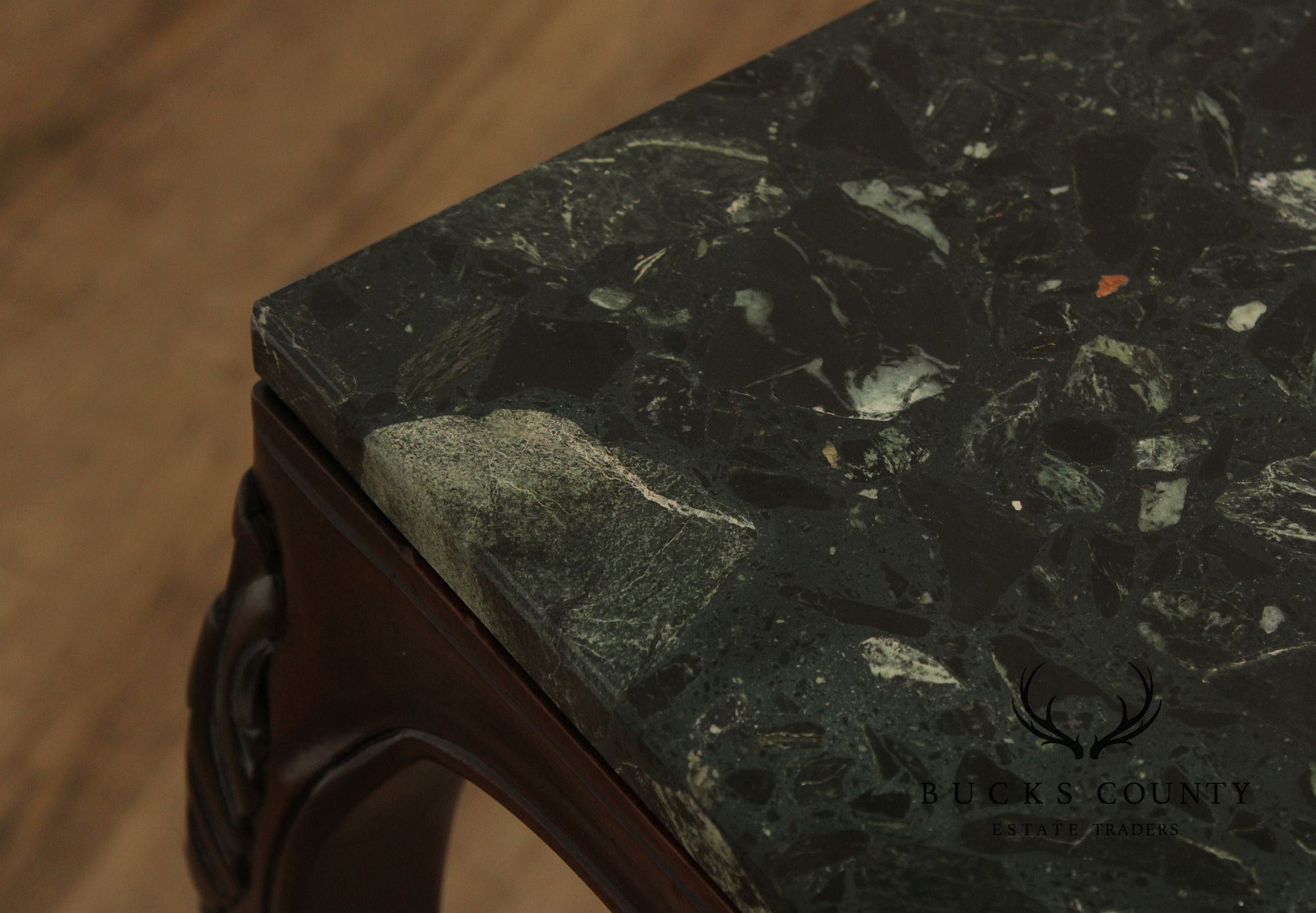 Rococo Style Set of Three Marble Top Mahogany Nesting Tables
