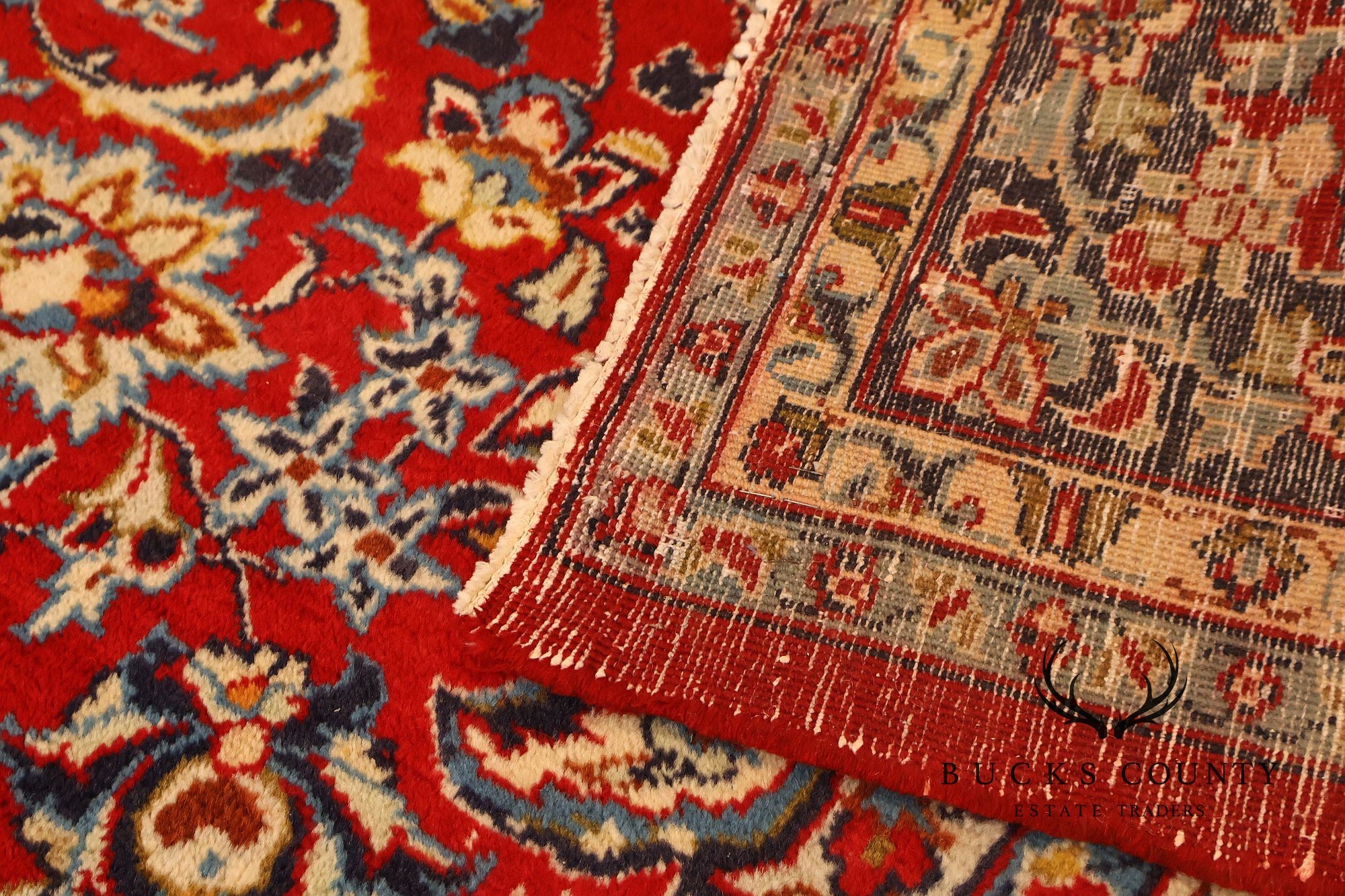 Hand Knotted Persian Style Vintage Wool Area Rug Red Field Floral Medallion