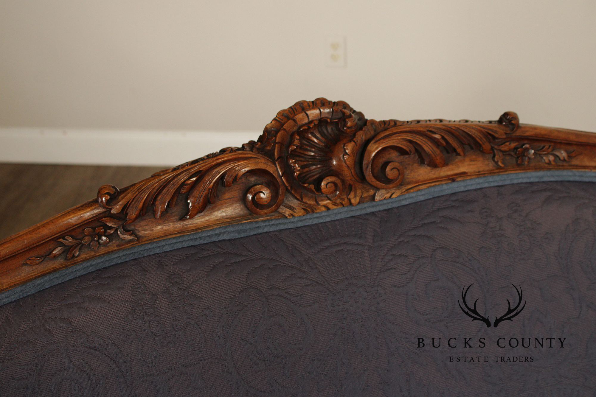 French Louis XV Style Carved Walnut Upholstered Settee