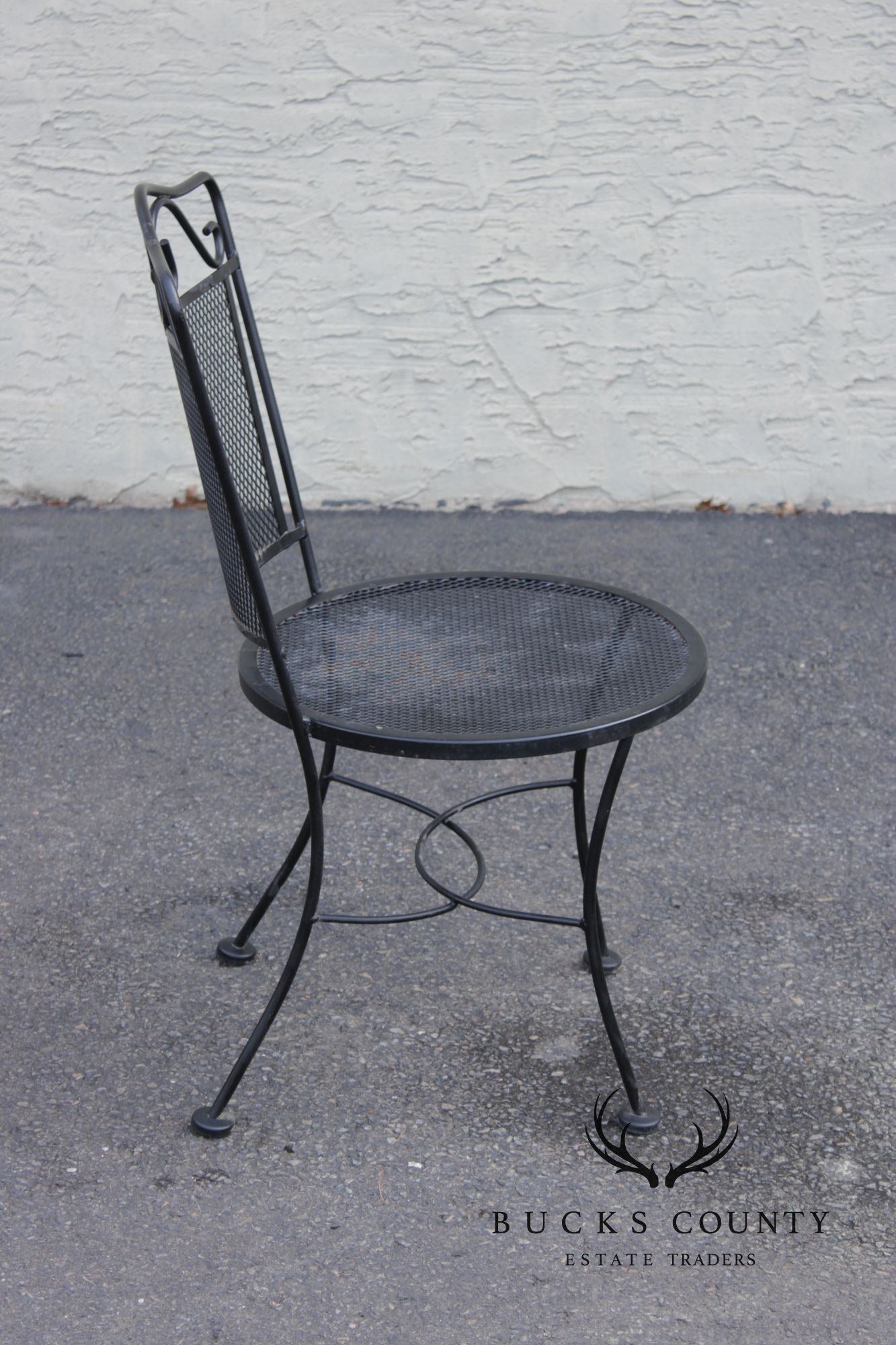 Vintage Pair of Wrought Iron Outdoor Patio Side Chairs