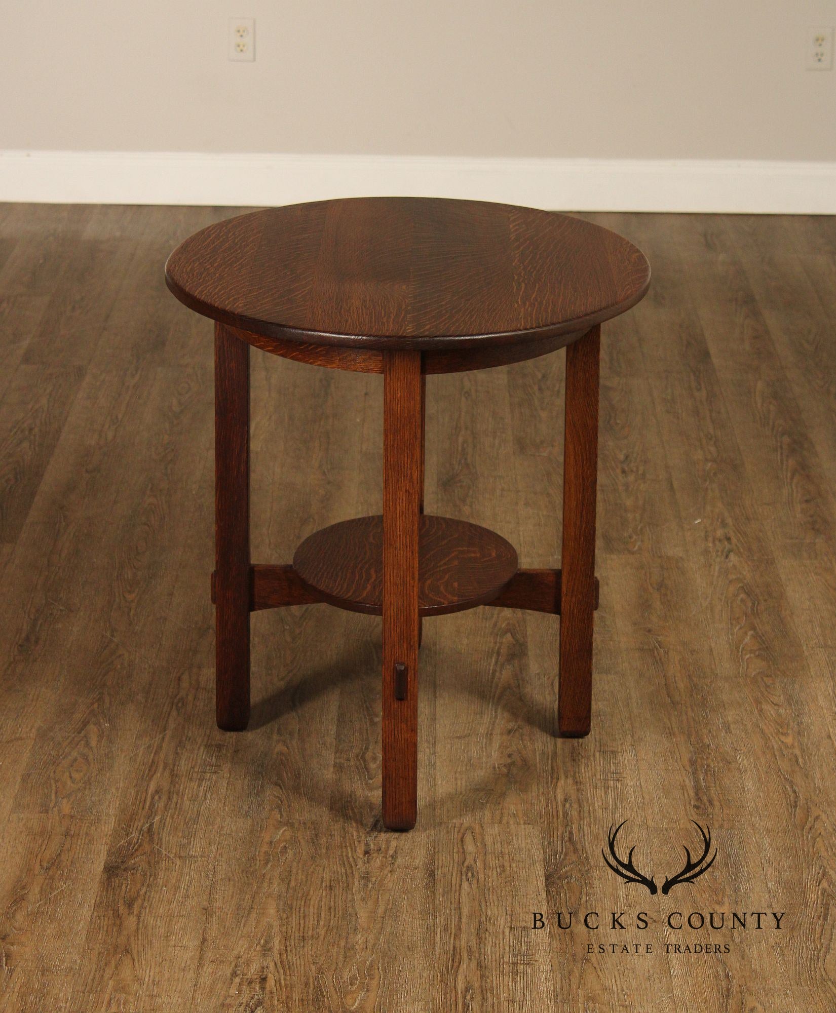 Antique Stickley Brothers Mission Oak Oval Lamp Table