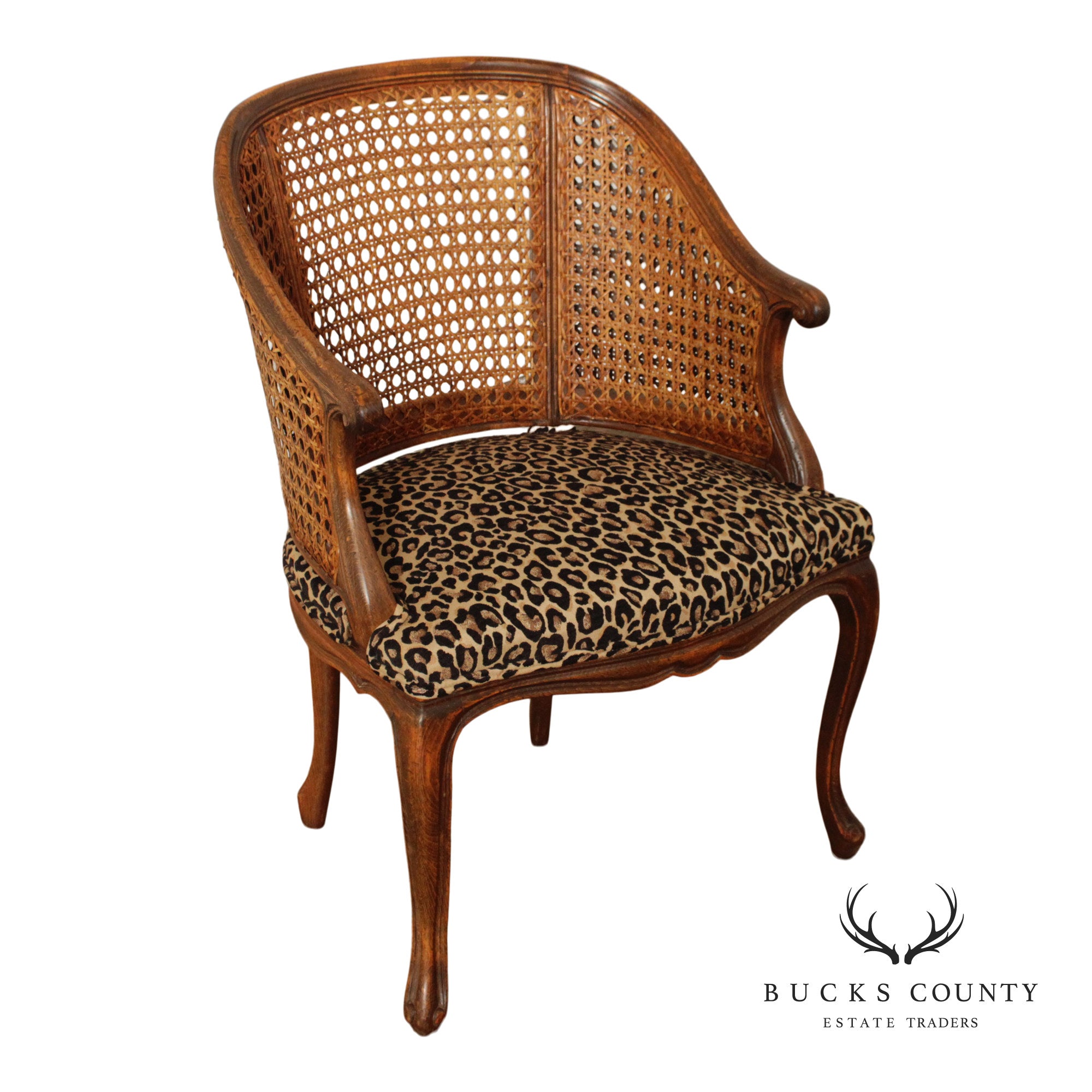 Italian Barrel Back Caned Armchair