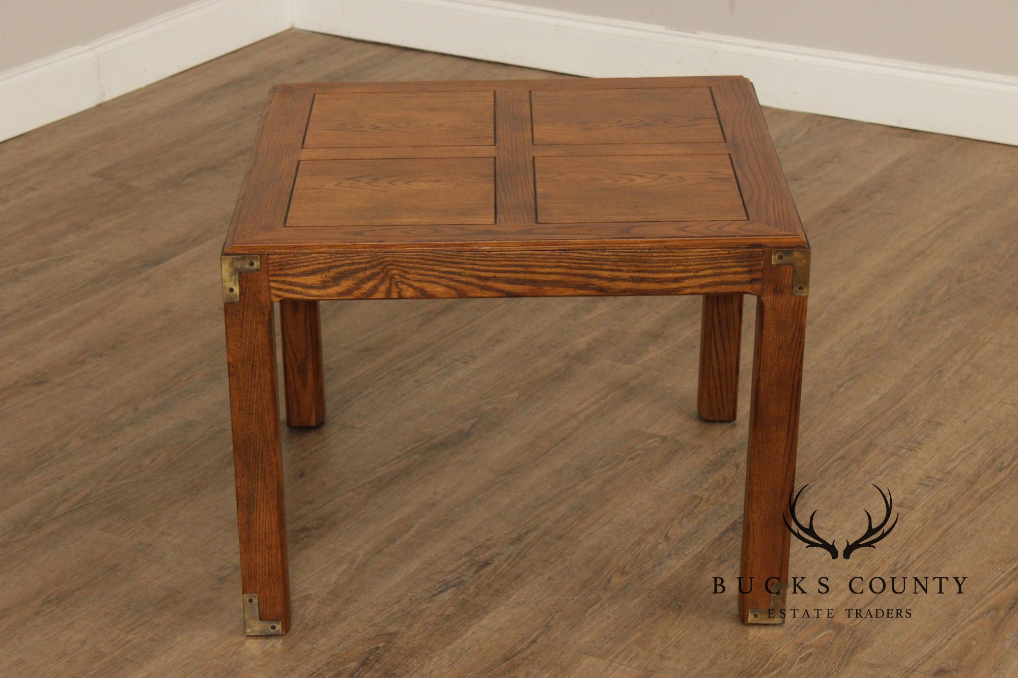 Henredon 'Artefacts' Oak and Brass Campaign End Table