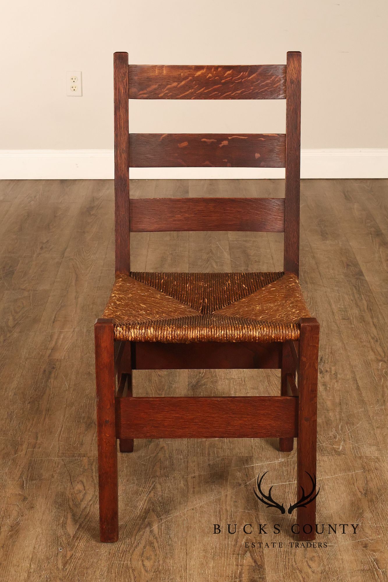 Antique Gustav Stickley Mission Oak Ladderback Side Chair