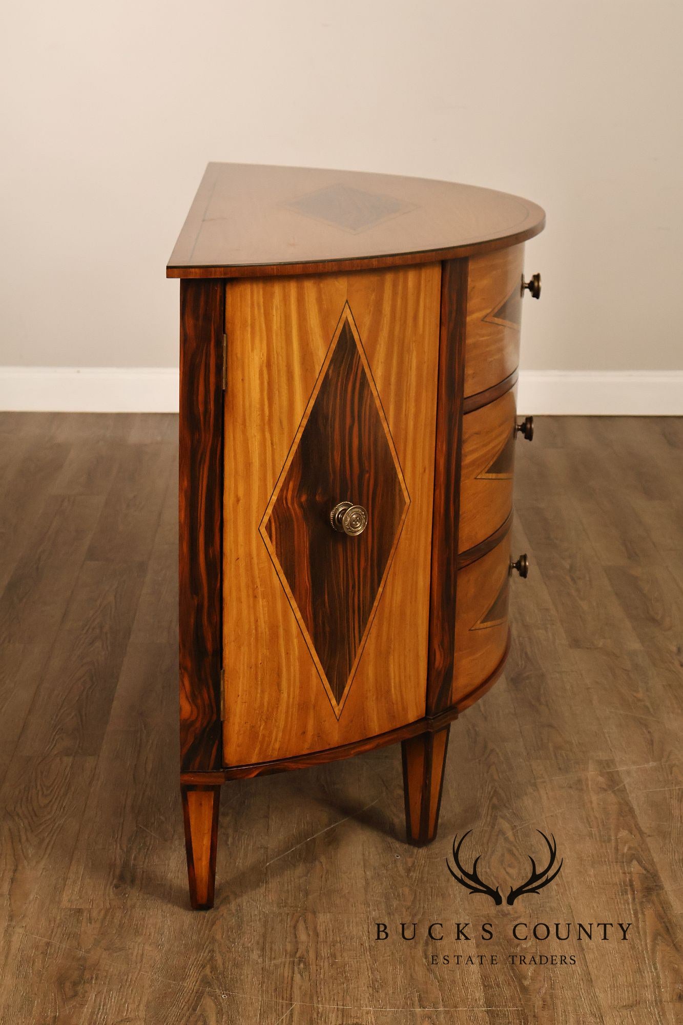 John-Richard Ebony Inlaid Satinwood Demilune Chest