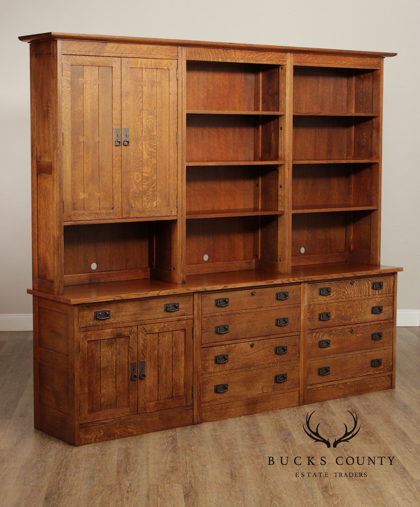 Stickley Mission Collection Large Oak Custom Office Unit