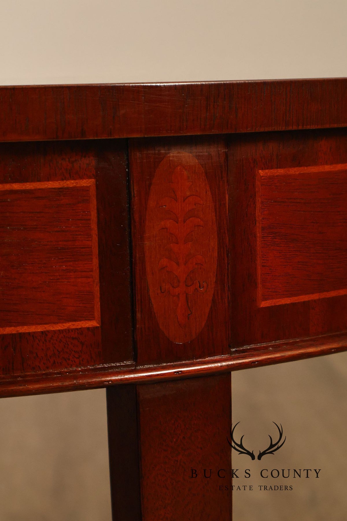 Baker Furniture Federal Style Mahogany Inlaid Demilune Console Table