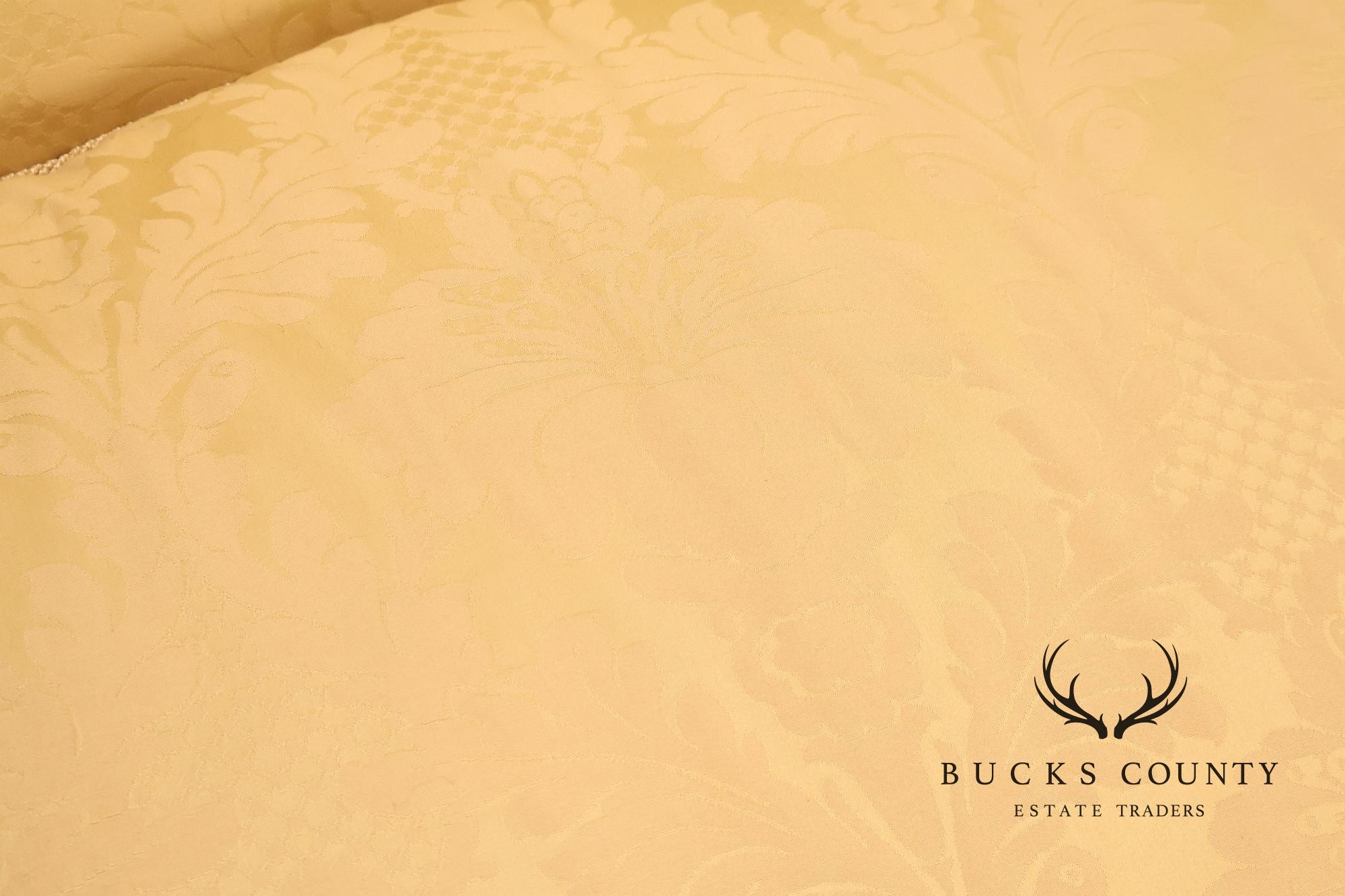 Councill Custom Damask Upholstered Curved Back Sofa