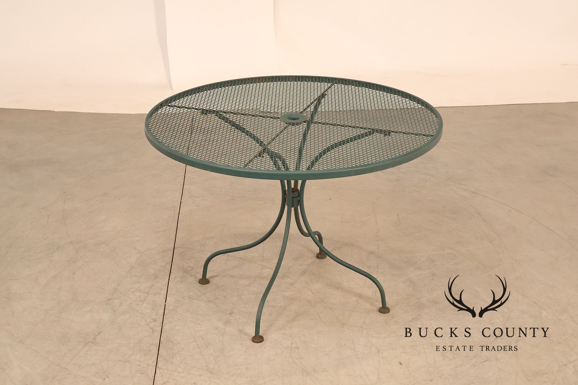 Wrought Iron Vintage Round Patio Table And Four Chairs Set