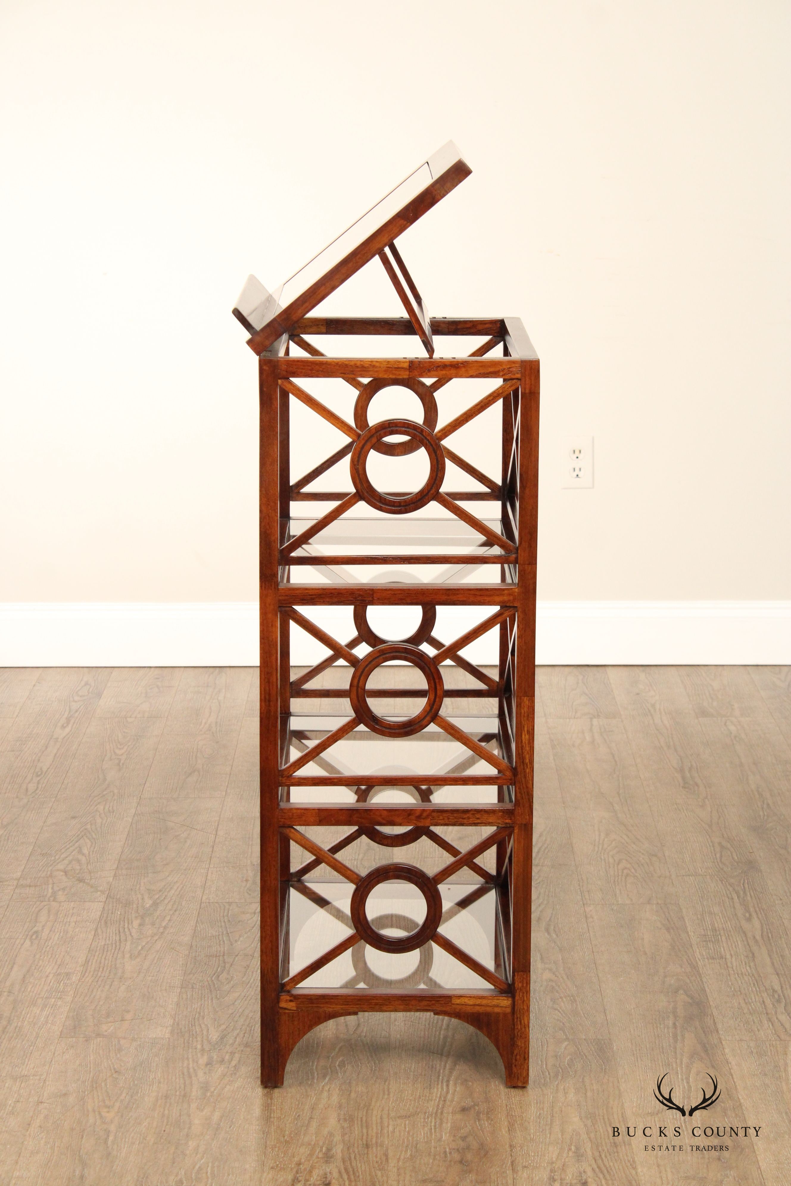 Selamat Designs Mahogany And Glass Shelf Etagere