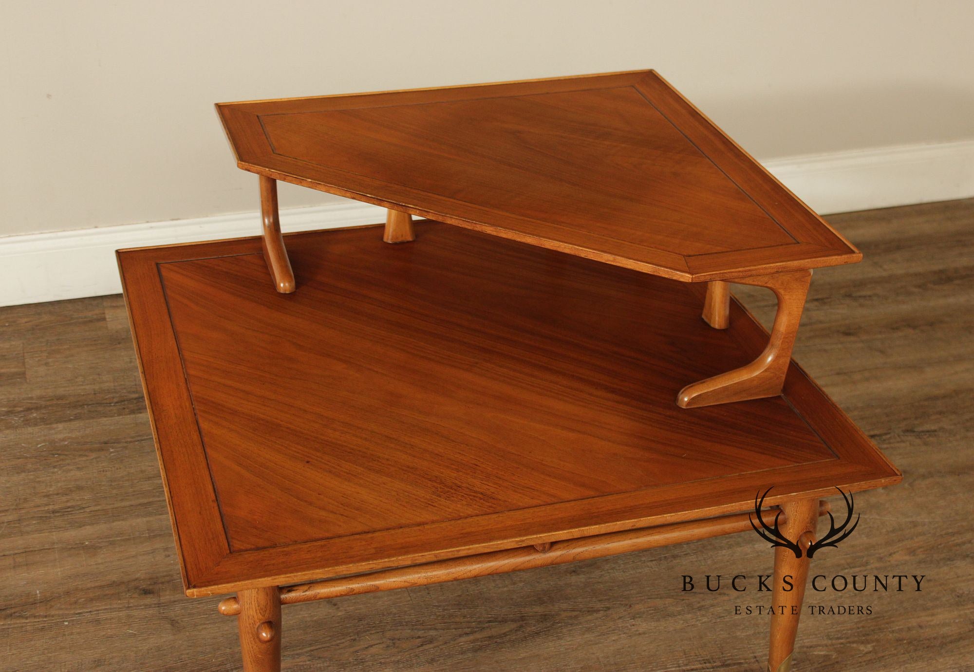 Lane Copenhagen Mid-Century Modern Two-Tier Corner Table