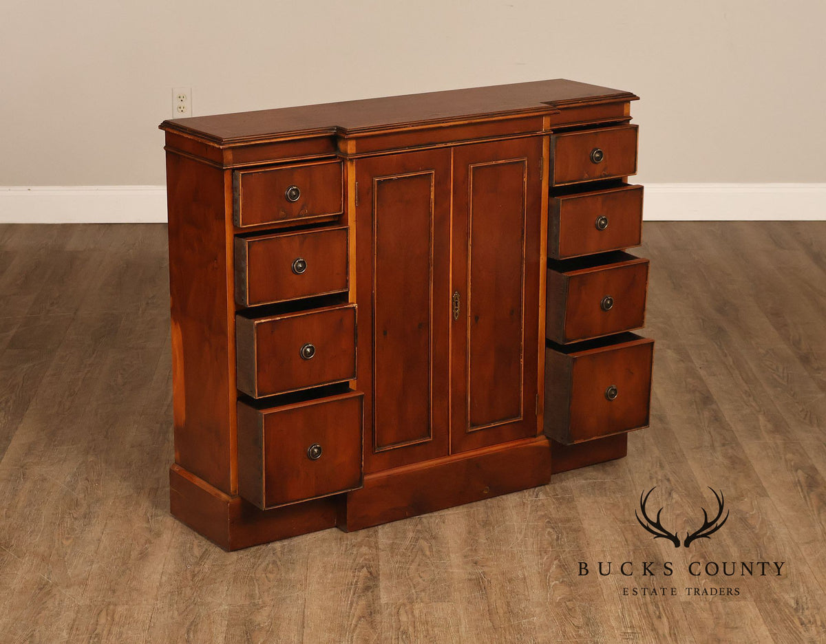 Narrow English Georgian Style Eight-Drawer Buffet Sideboard Credenza