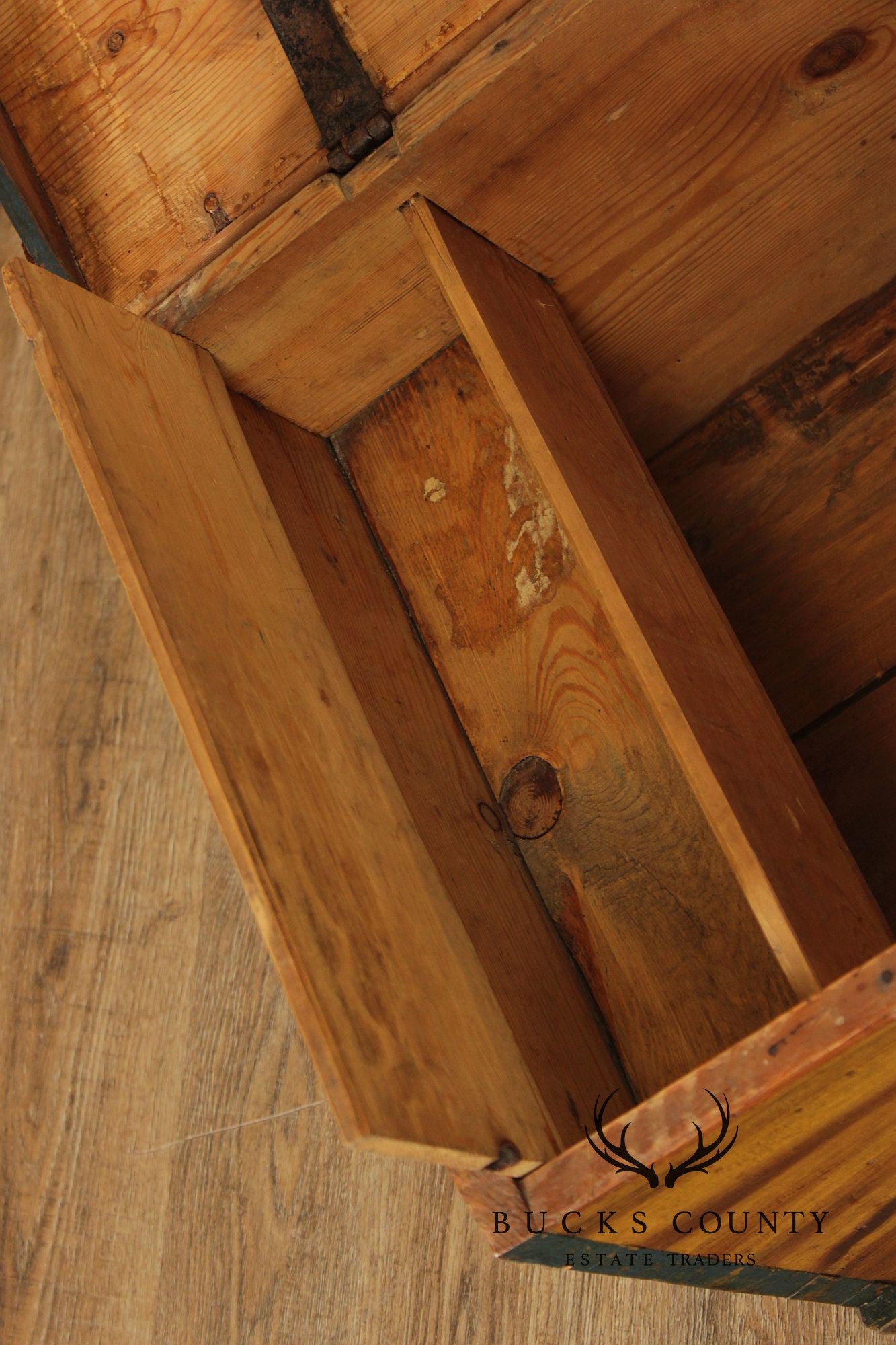 Antique Dome Top Grain Painted Pine Blanket Chest