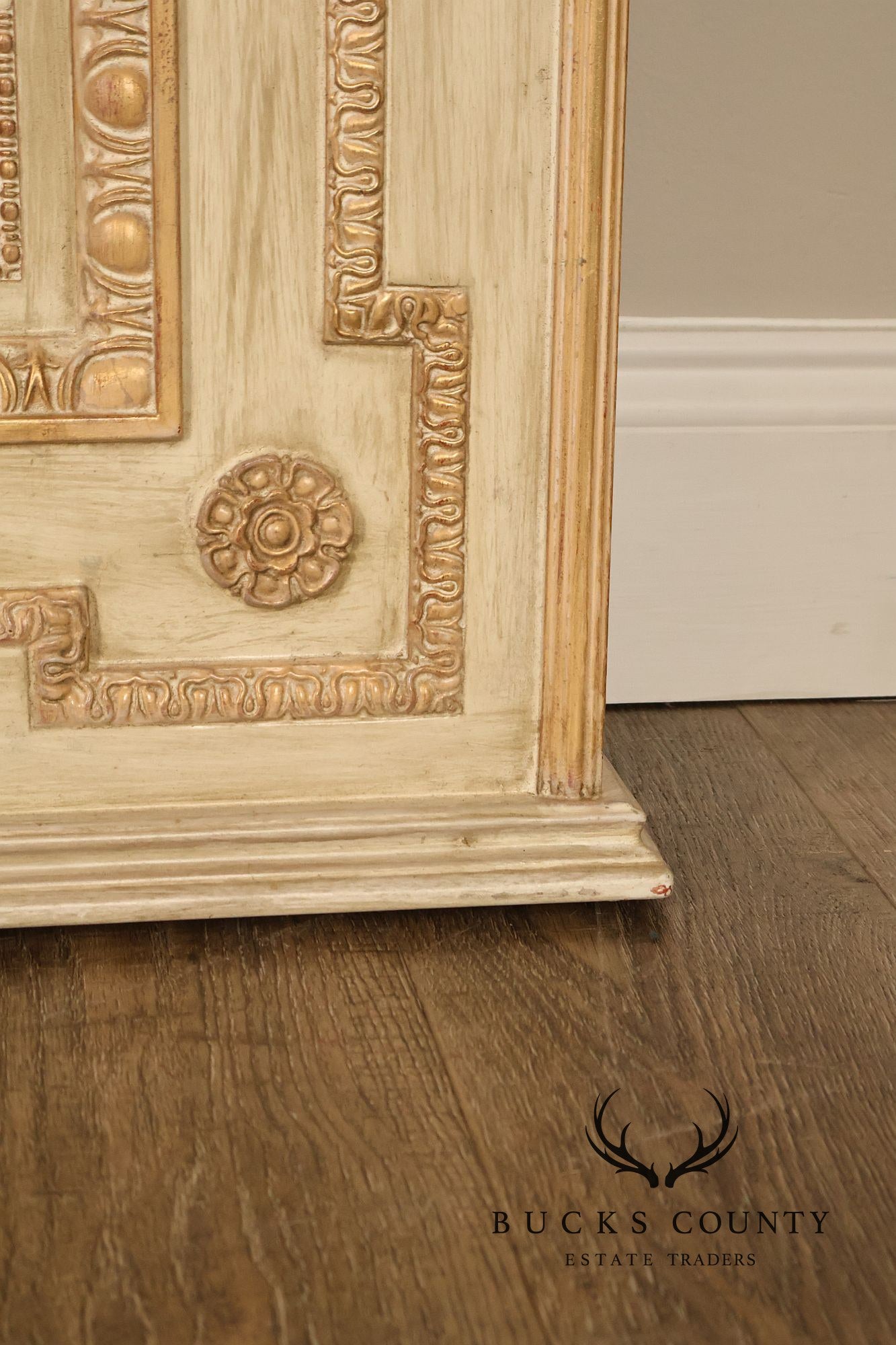 French Neoclassical Style Distress Painted Trumeau Mirror