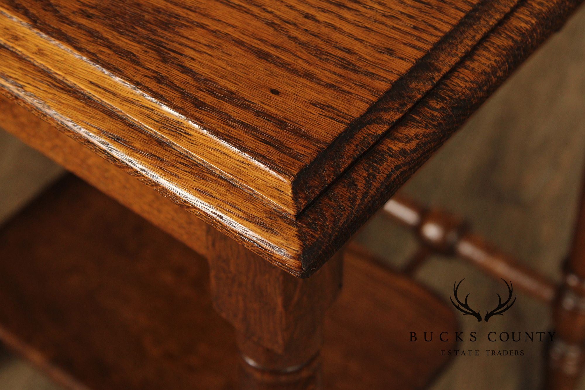 Antique Victorian Carved Oak End Table