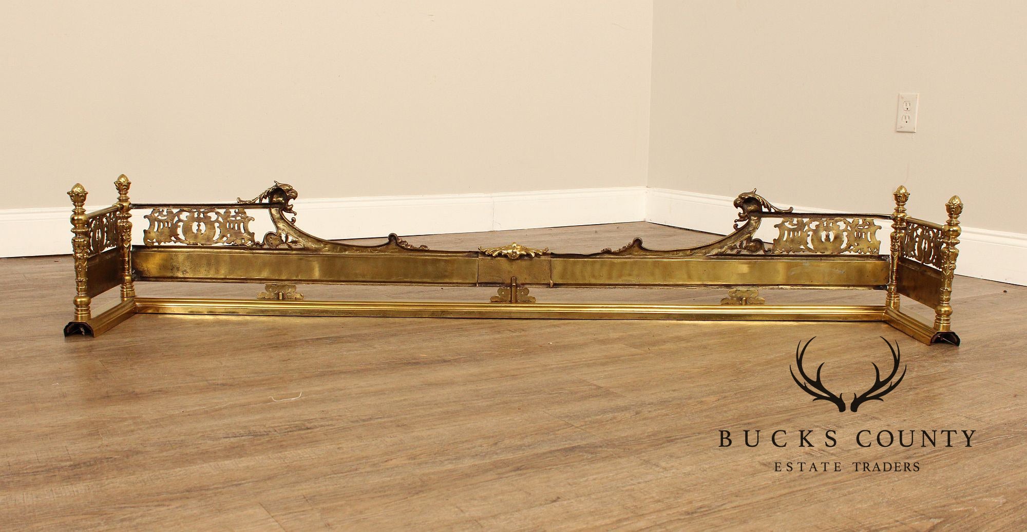 French Louis XV Style Gilt Brass Fireplace Fender