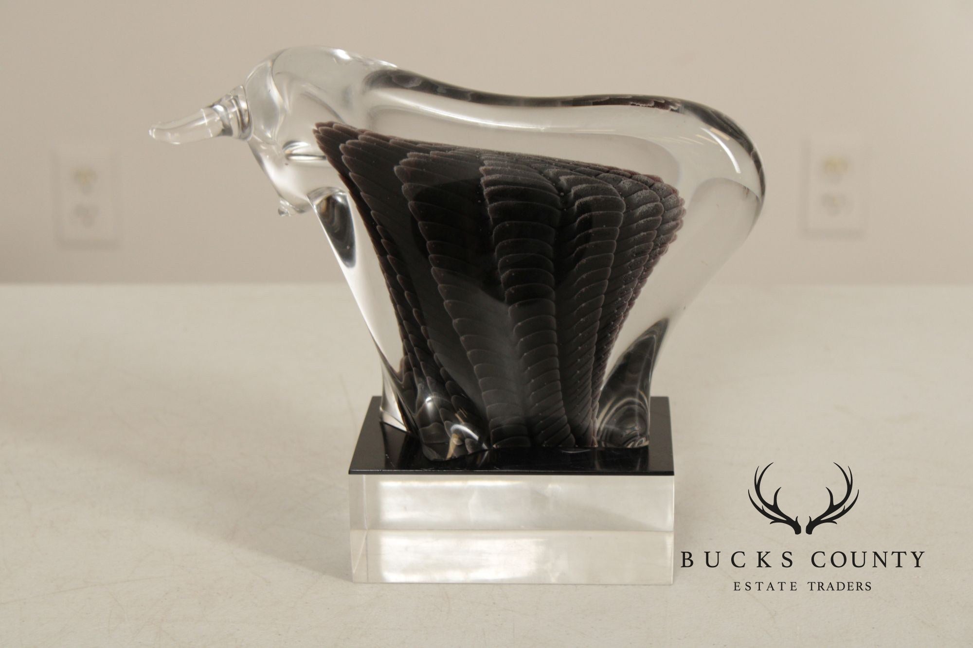 F.M. Konstglas Glass Bull Sculpture